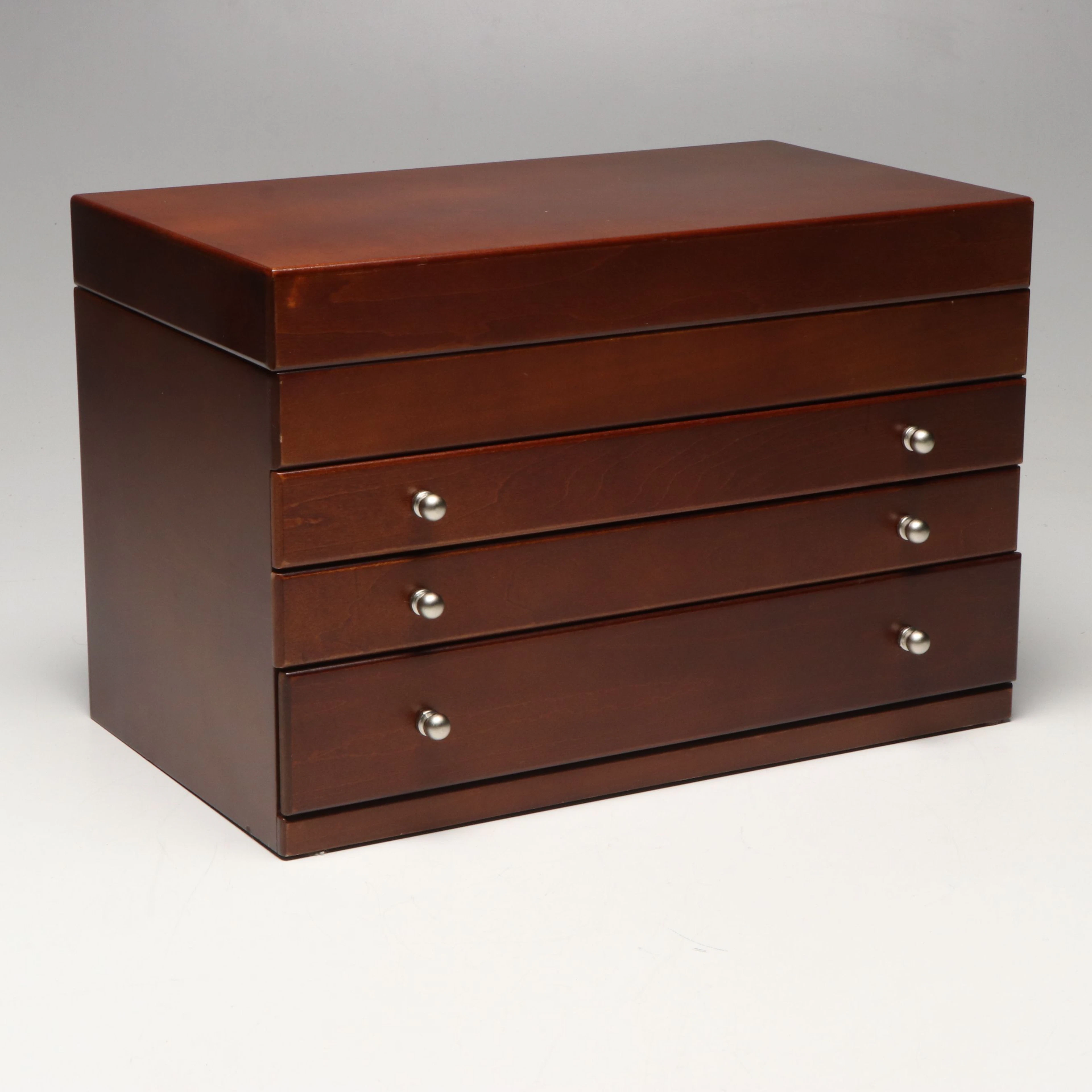 Mele & Co. Wooden Tiered Jewelry Box, 21st C.