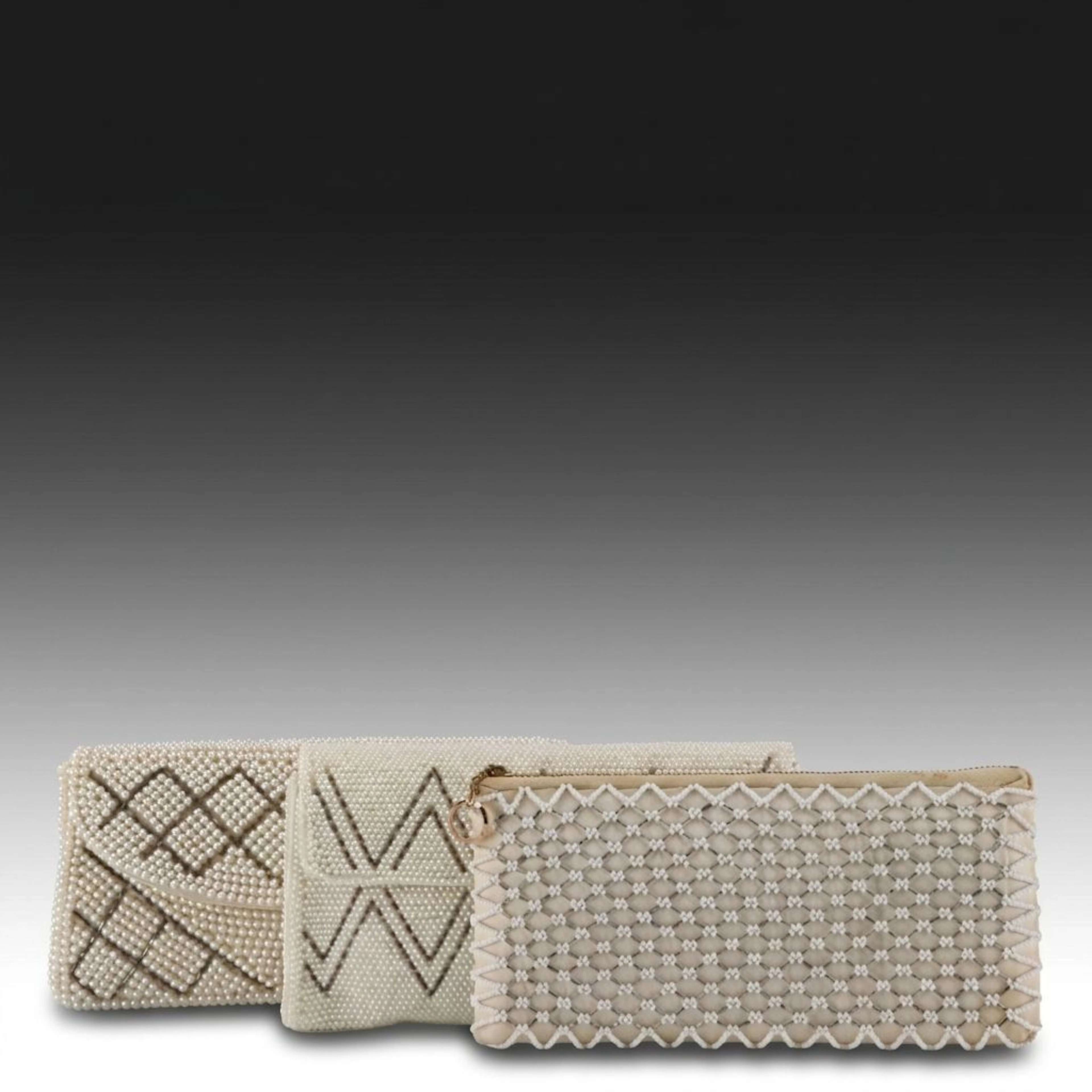 Vintage Bead Embellished Clutch Bags and Zip Pouch, Vintage 1960s