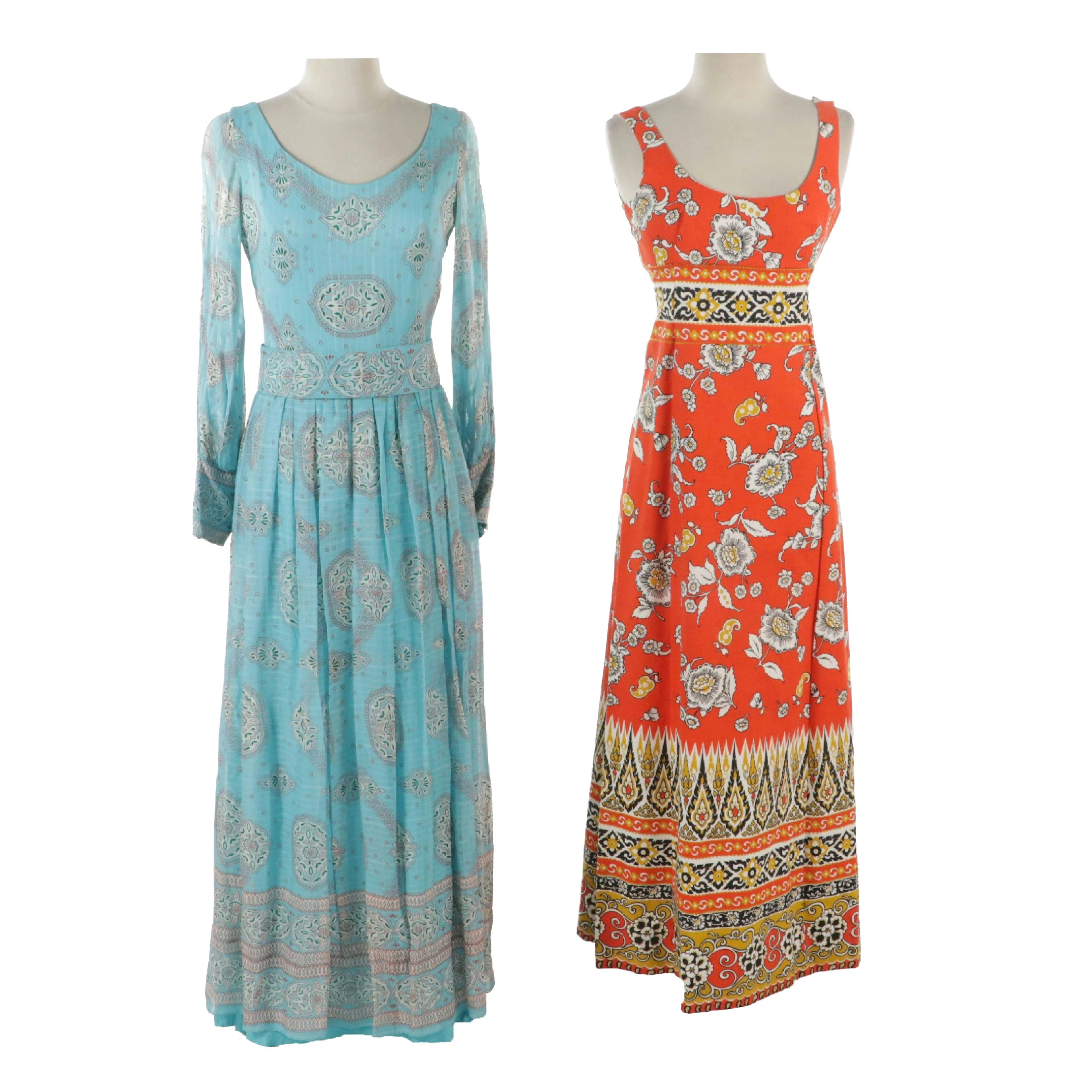 Saks Fifth Avenue Printed Silk Maxi Dress & Lanz Original Sleeveless Maxi Dress