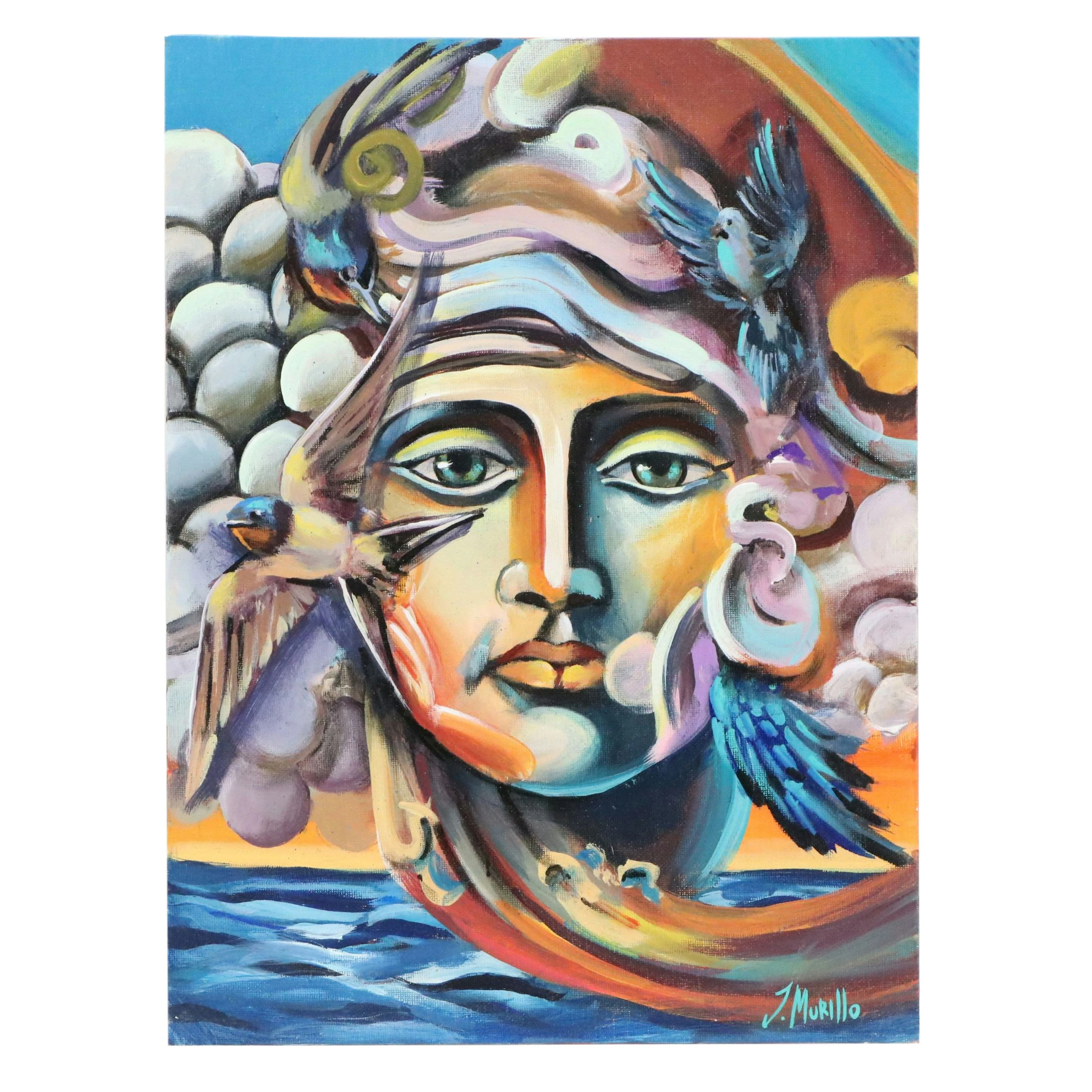 J. Murillo Surrealist Figurative Oil Painting, 21st Century