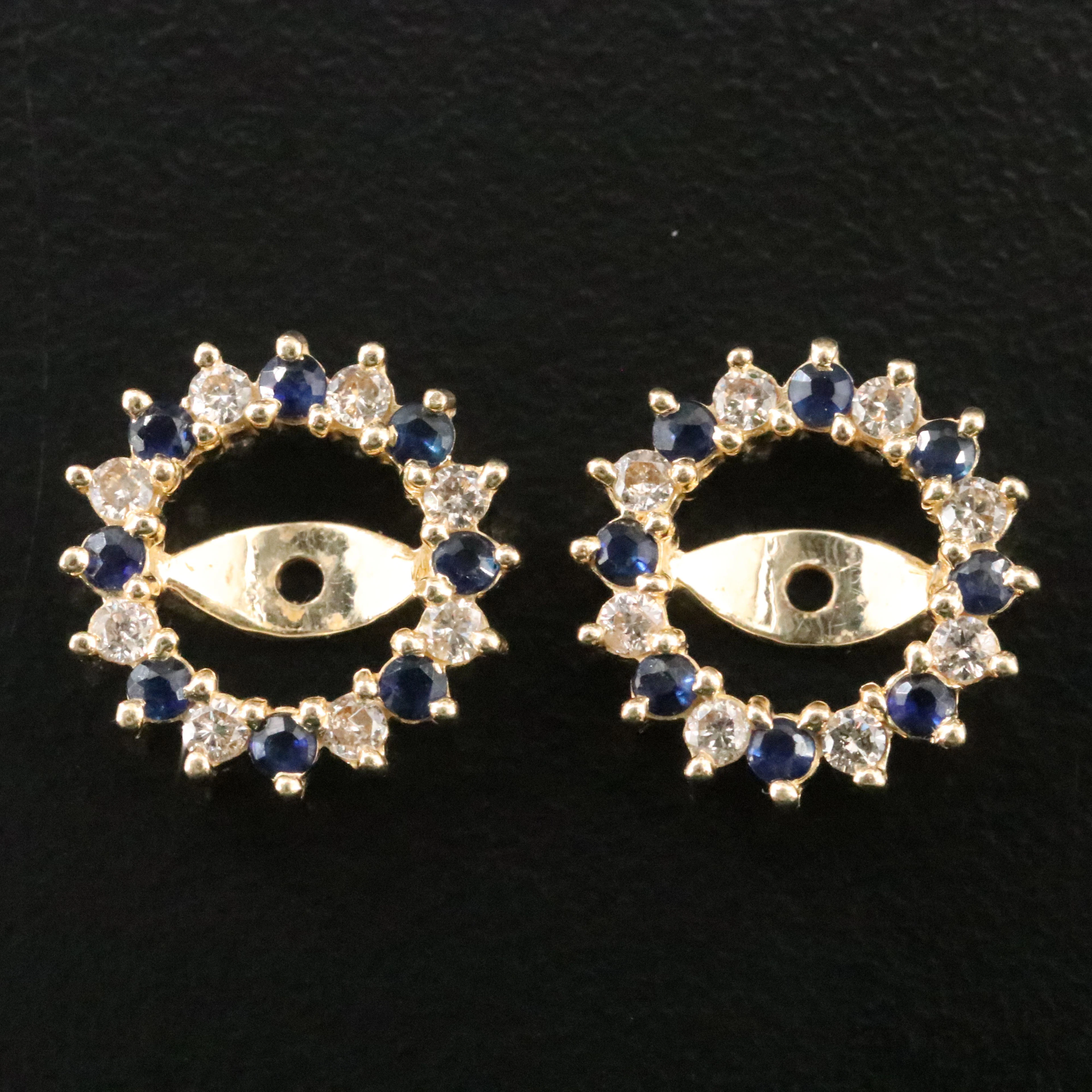14K 0.32 CTW Diamond and Sapphire Halo Earring Jackets
