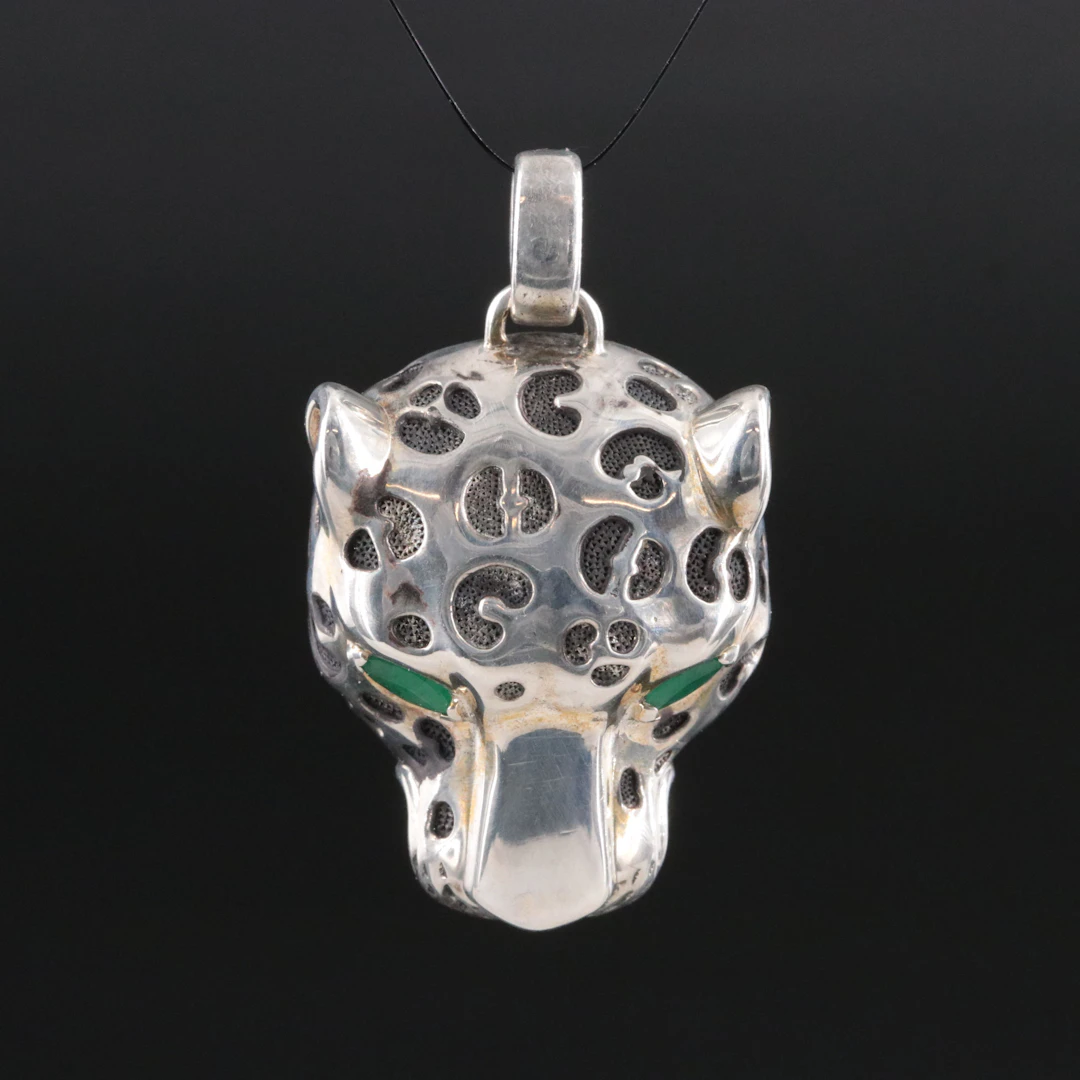 EFFY Sterling Emerald Leopard Pendant