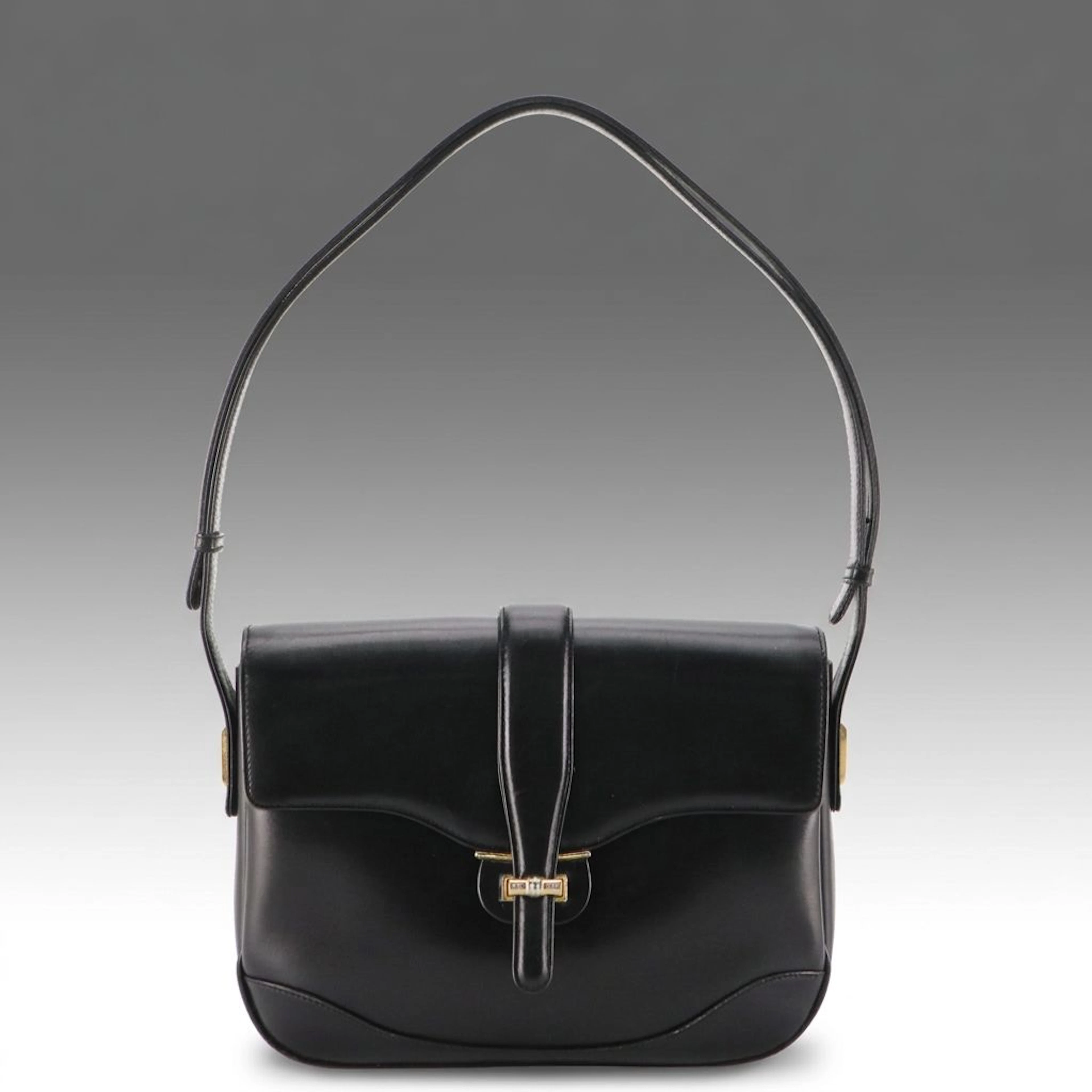 Gucci Black Leather Flap Shoulder Bag