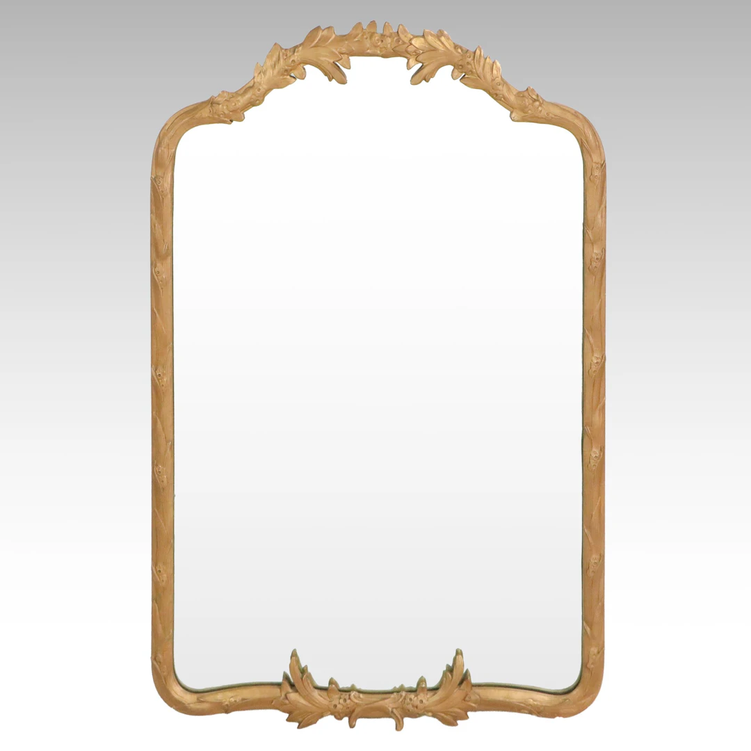 Giltwood Wall Mirror with Carved Foliate Details