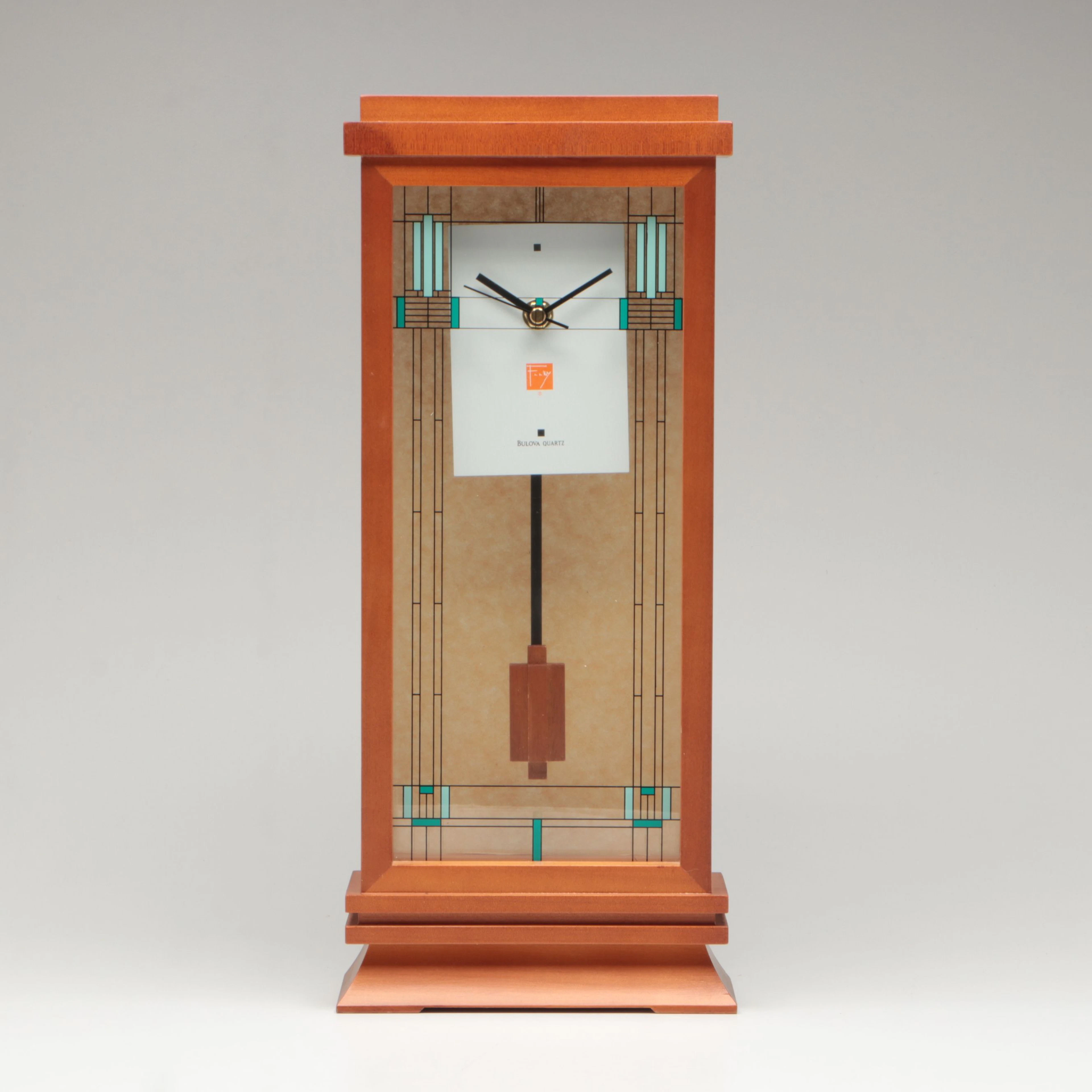 Bulova Frank Lloyd Wright "Willits" Walnut Finish Mantel Clock