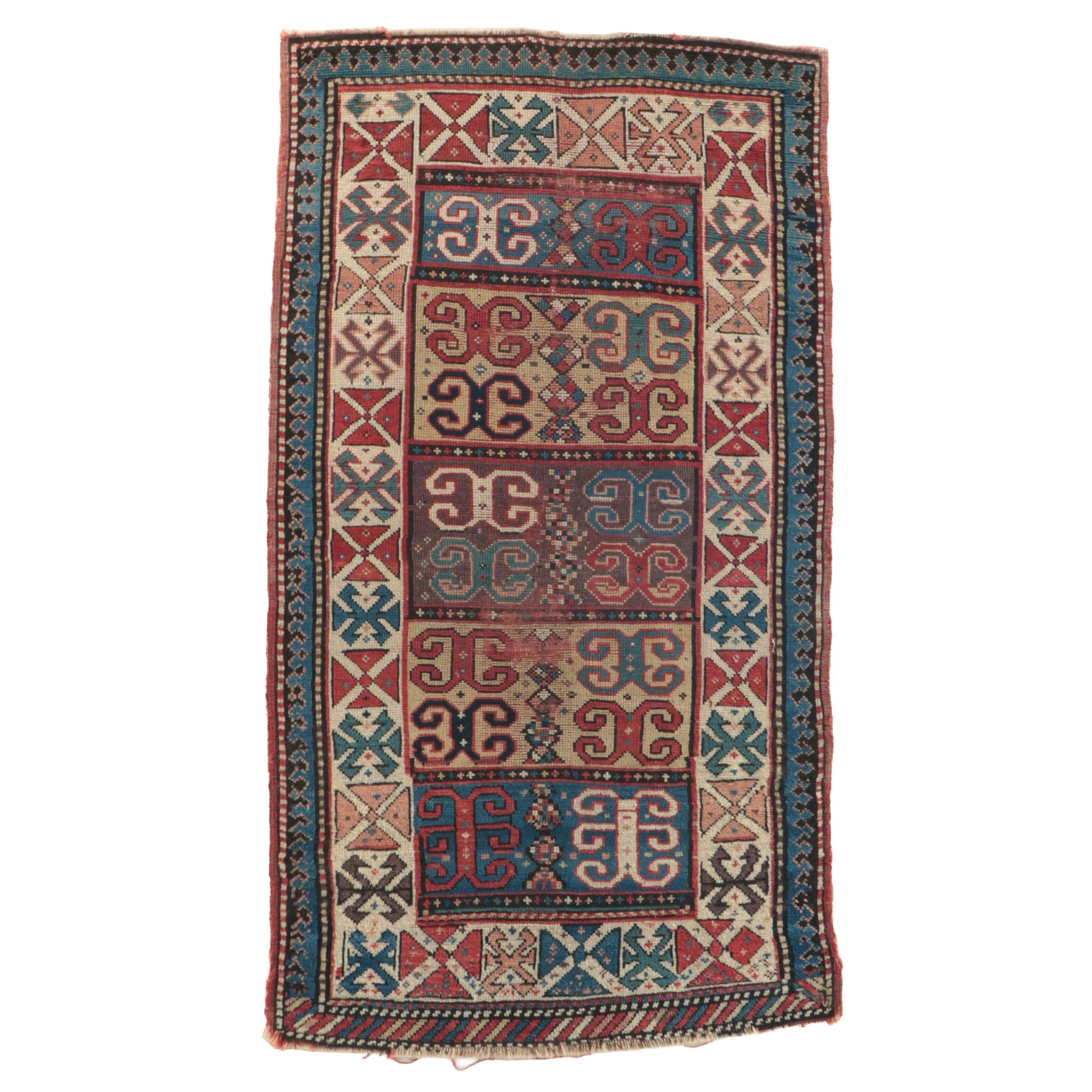 3' x 5'6 Hand-Knotted Antique Wool Caucasian Moghan Area Rug, 19th Century
