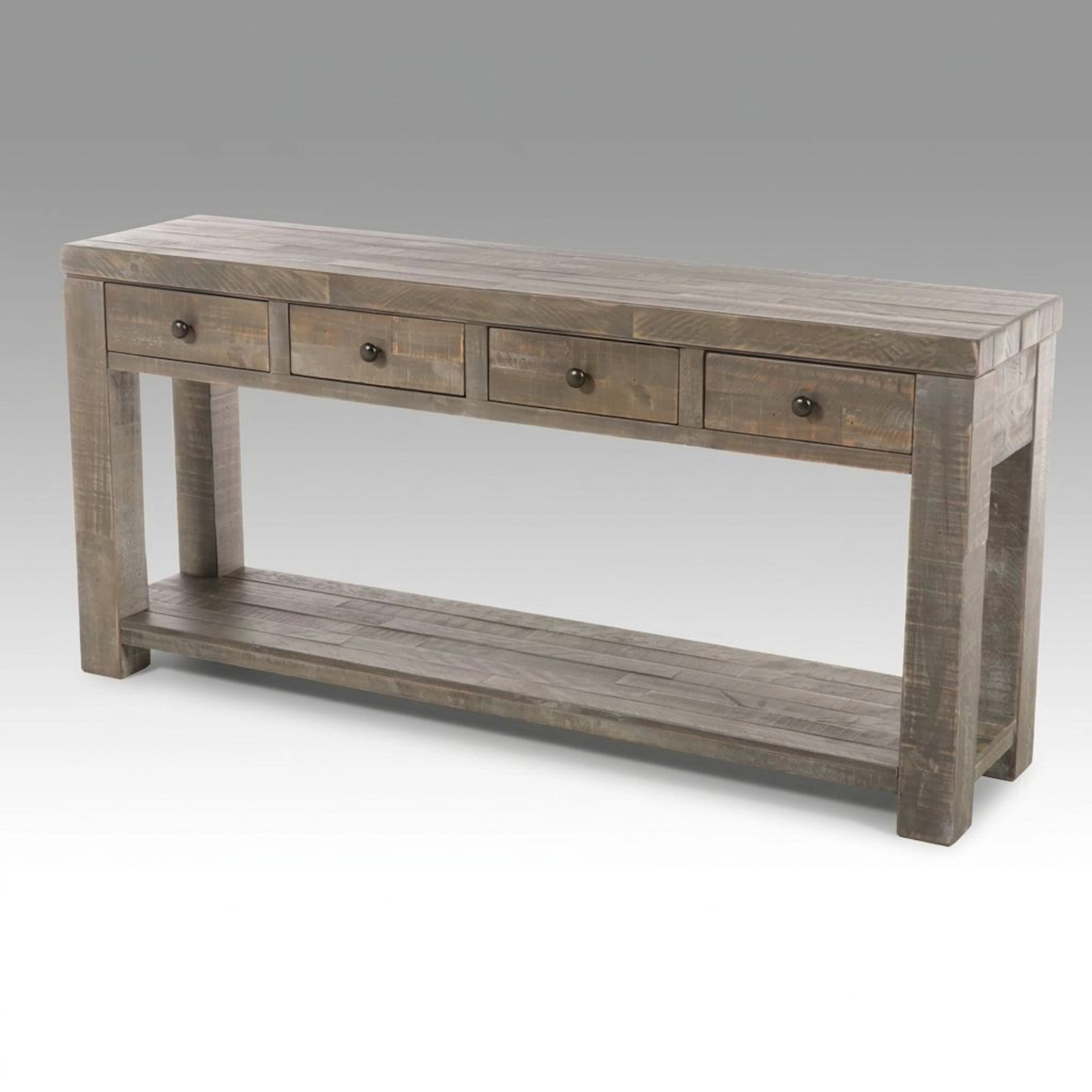 Contemporary Rustic Weathered Wood Sofa Console Table, 21st Century