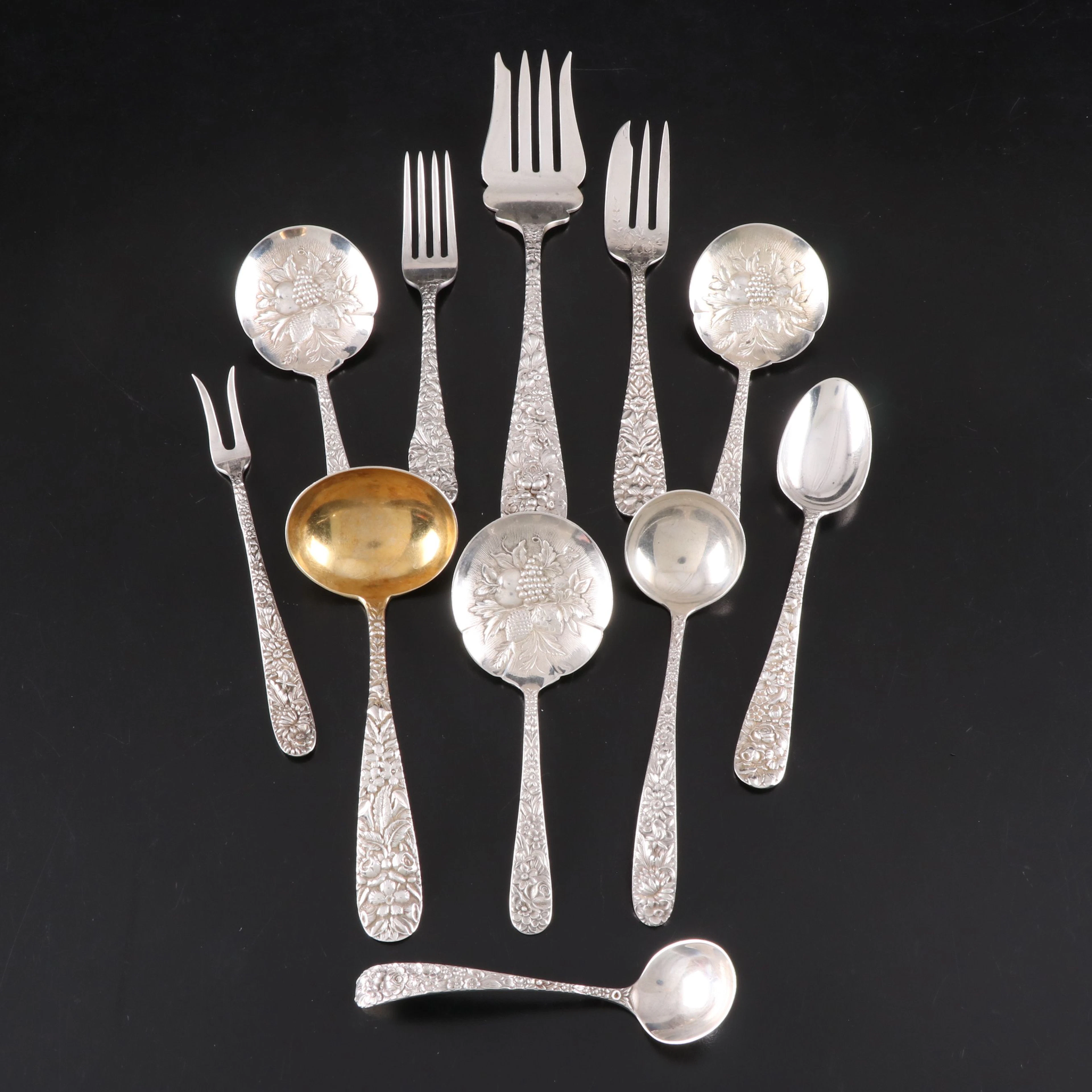 Kirk Stieff "Stieff Rose" and Other Repoussé Sterling Silver Utensils