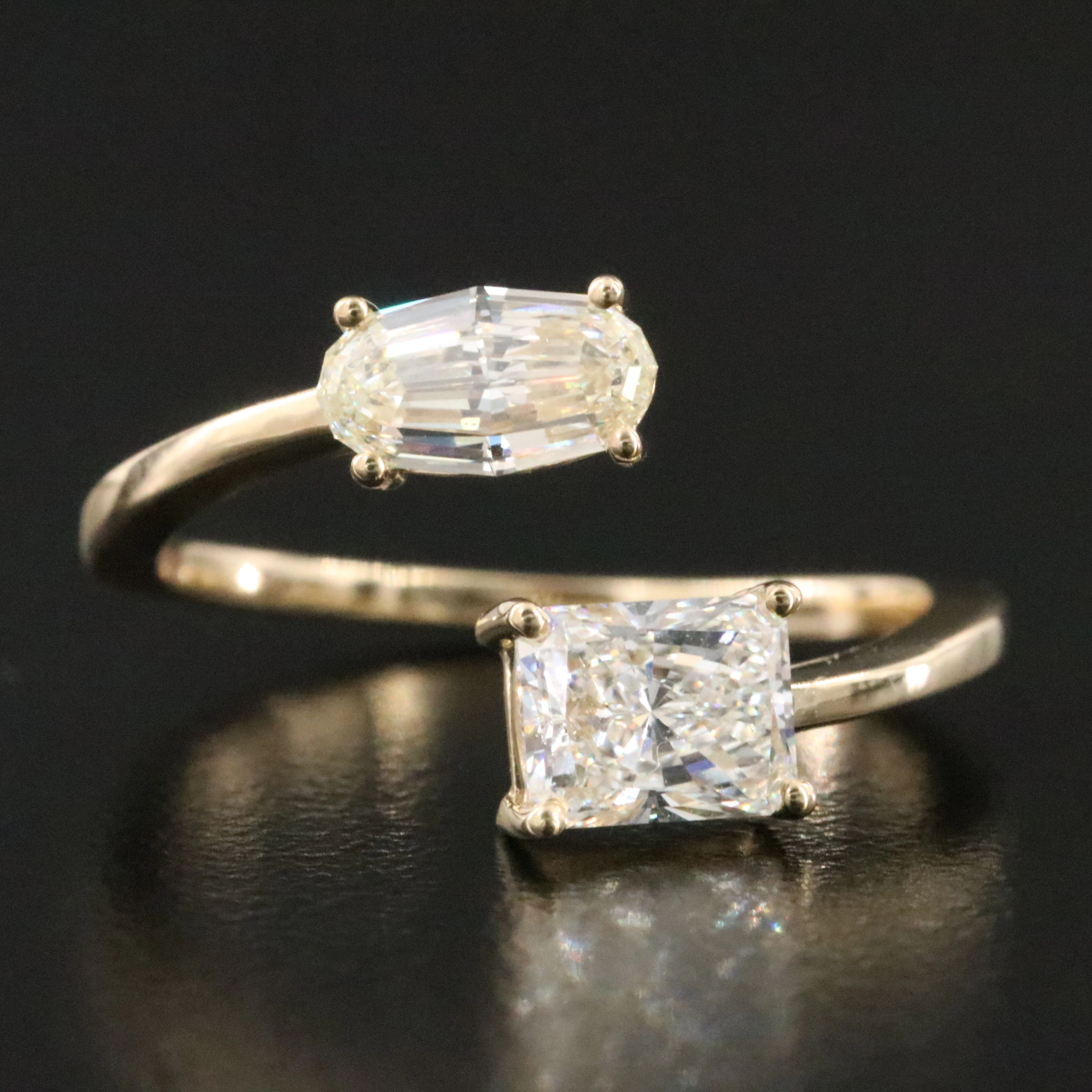 14K 1.30 CTW Diamond Bypass Ring with GIA Reports