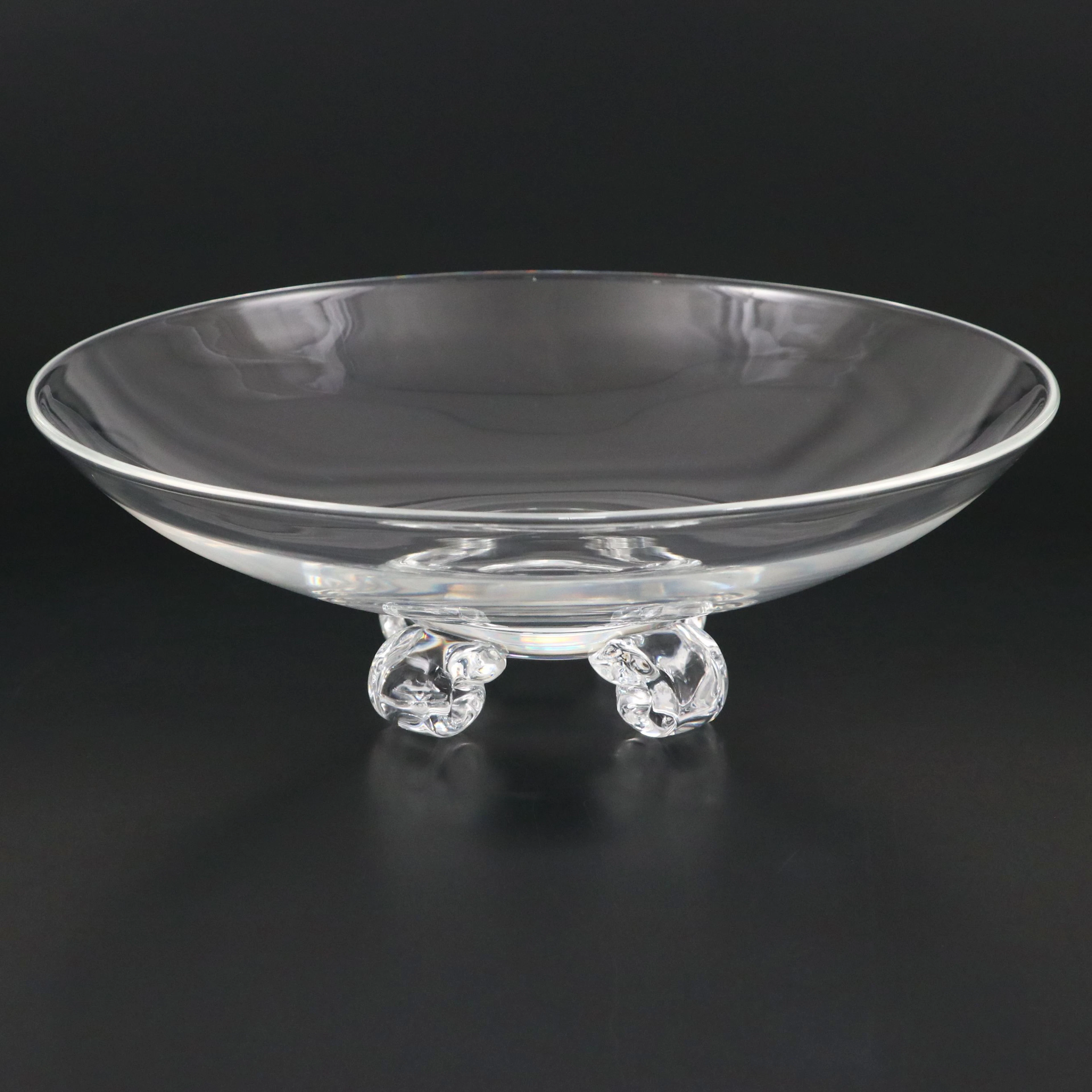 Steuben Art Glass Scroll Footed Bowl Designed by John Dreves, Mid/Late 20th C.