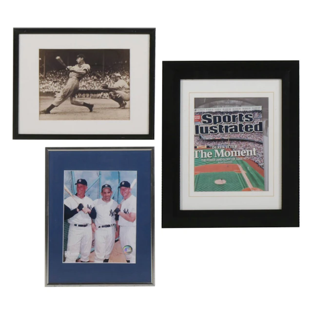 Roger Maris, Yogi Berra & Mickey Mantle Photo with More Baseball Memorabilia