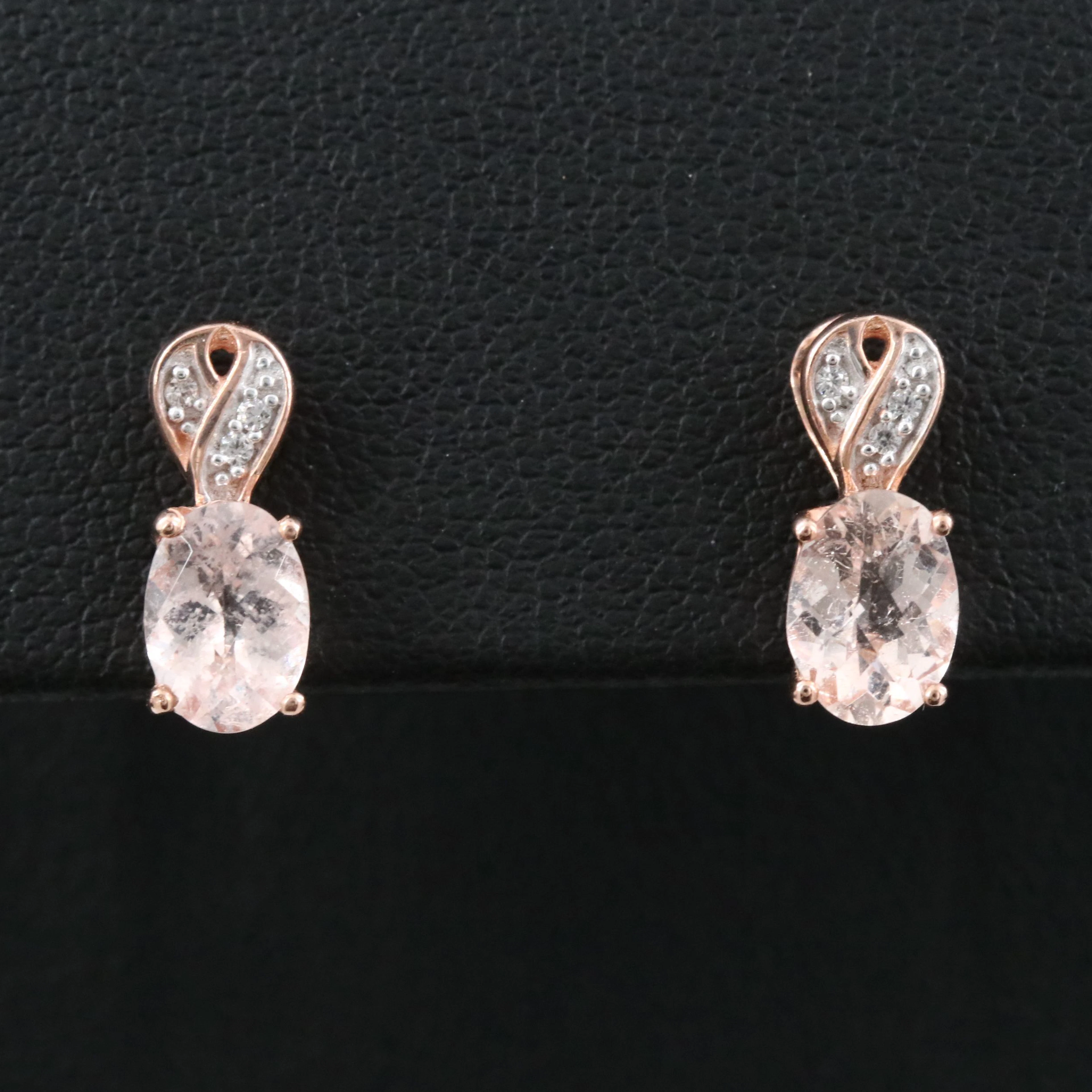 Sterling Morganite Earrings with White Topaz Accents