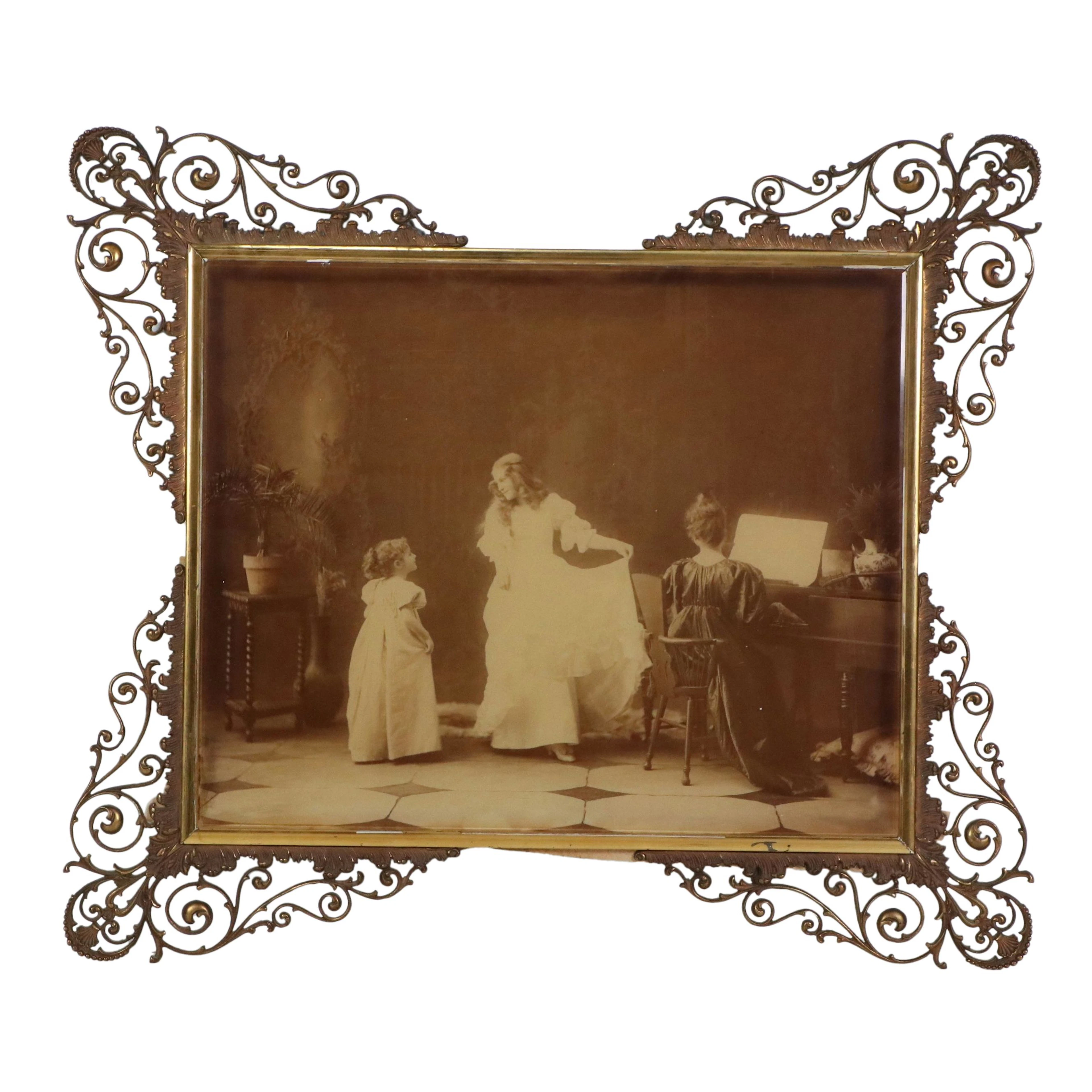 Victorian Albumen Print "The Dancing Lesson," Circa 1895
