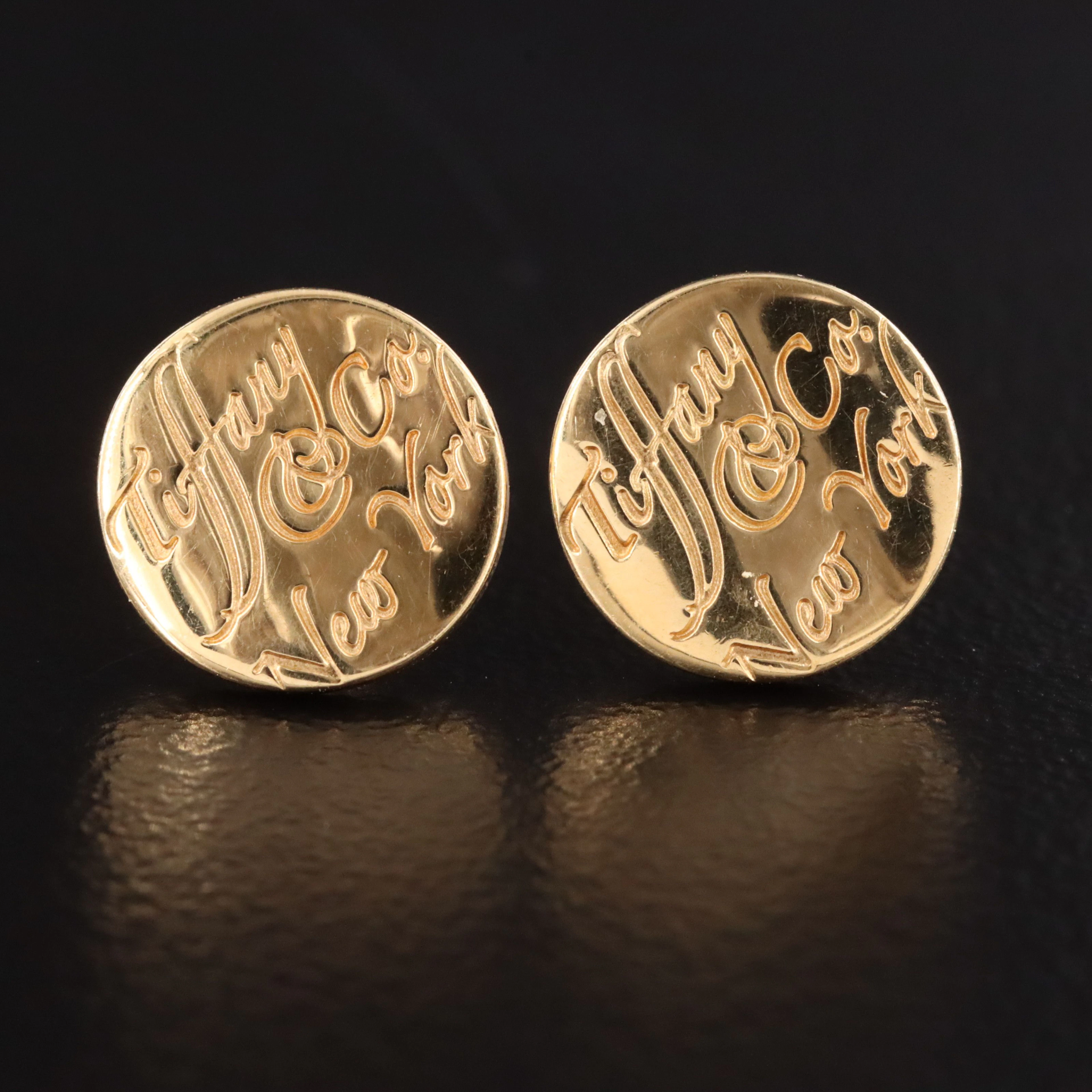 Tiffany & Co. Notes 18K Round Stud Earrings