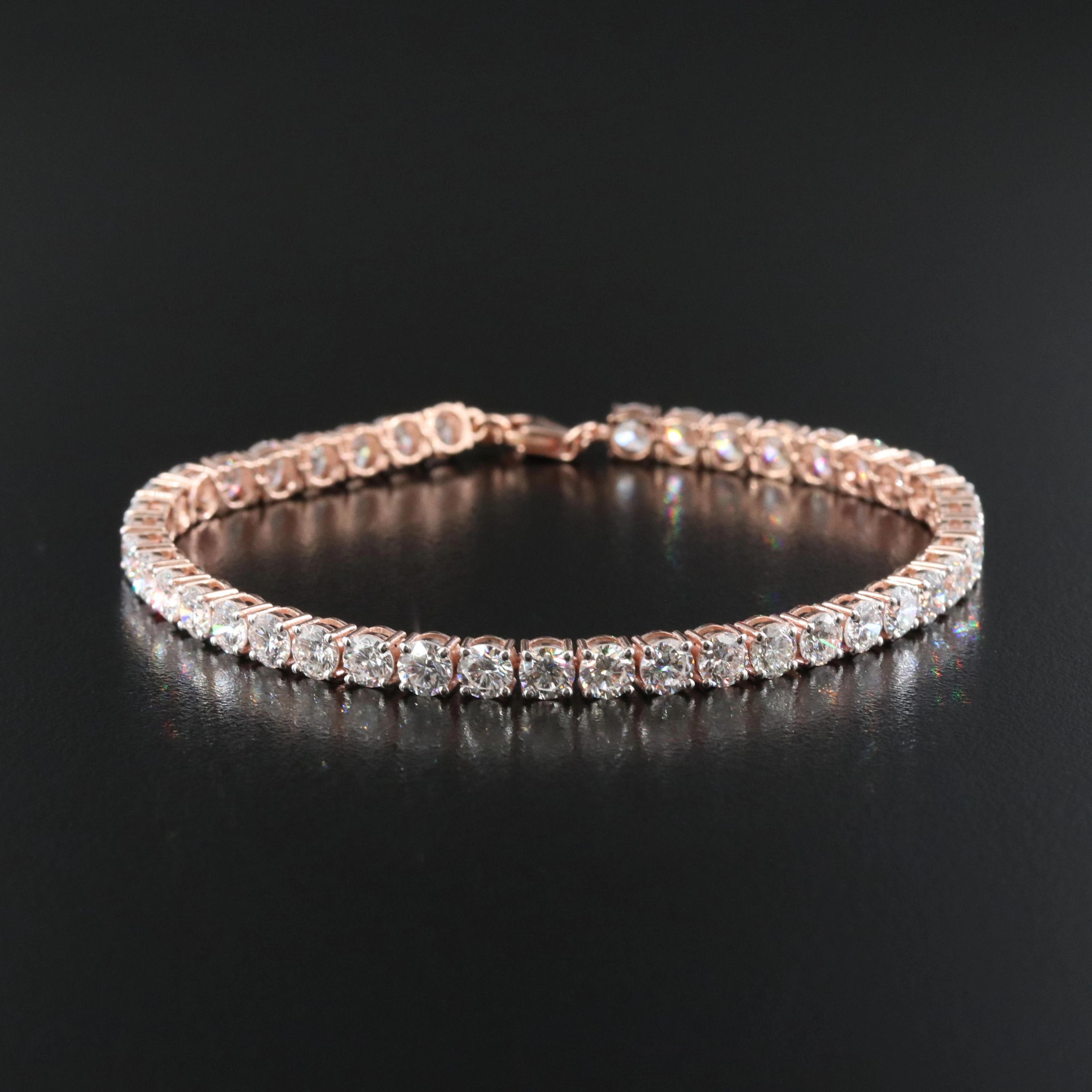 14K Rose Gold 10.39 CTW Lab Grown Diamond Line Bracelet