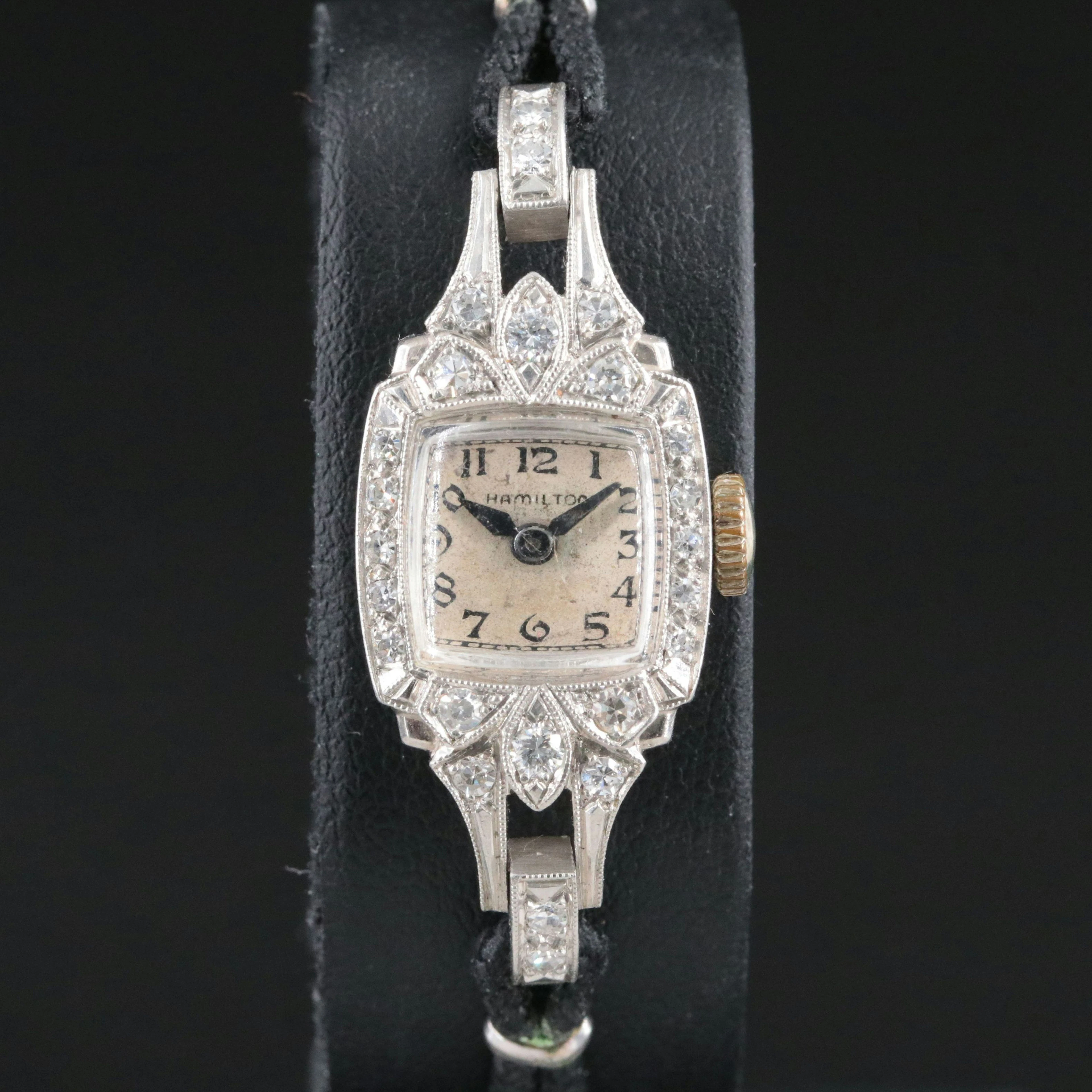 Hamilton Platinum and Diamond Mid Century Stem Wind Watch