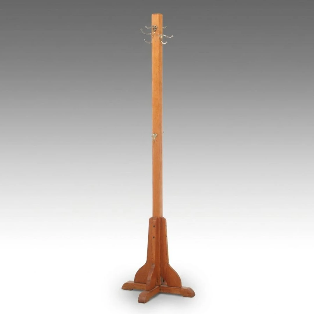 Arts & Crafts Style Oak Coat Rack, 20th Century
