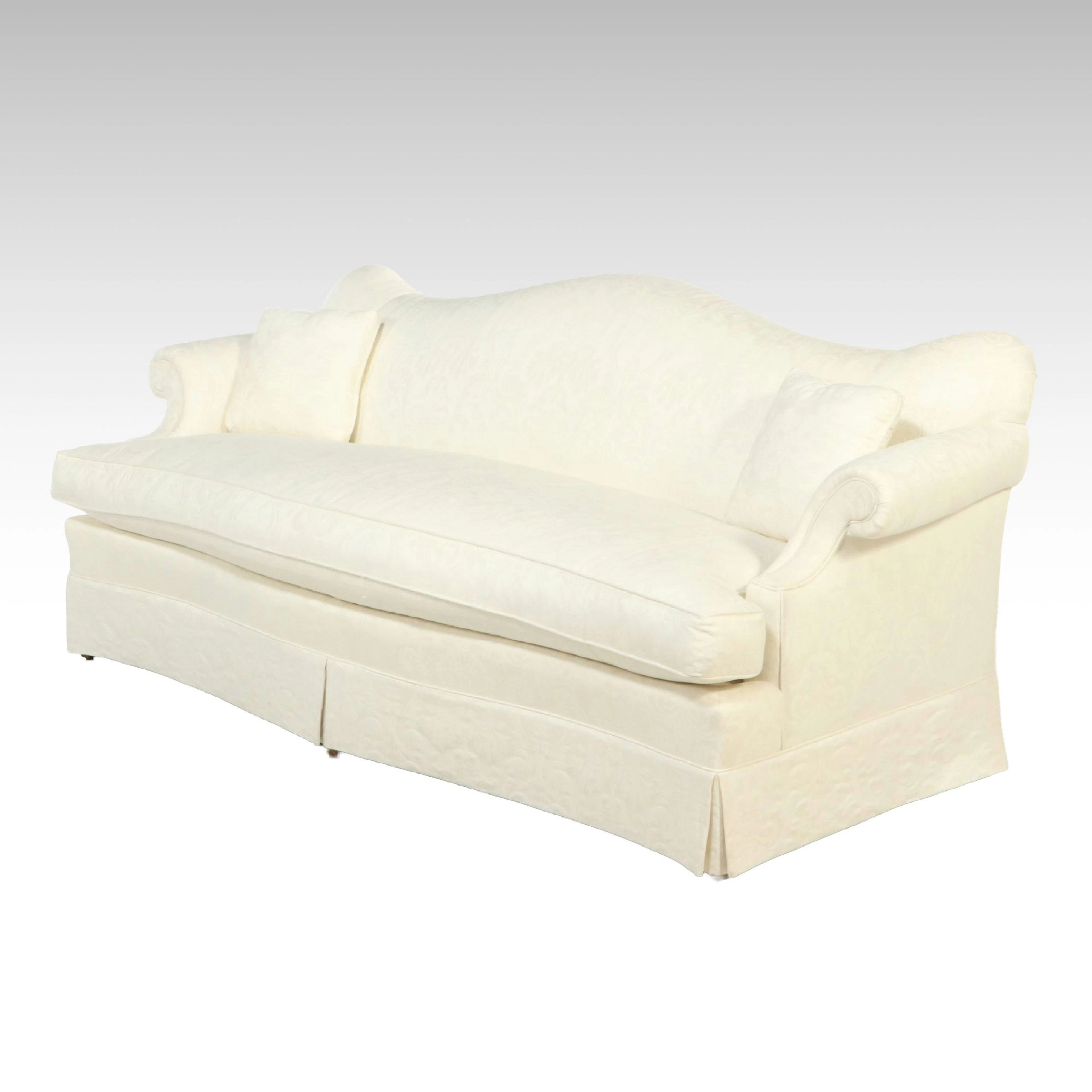 Georgian Style Upholstered Camelback Sofa, Late 20th Century