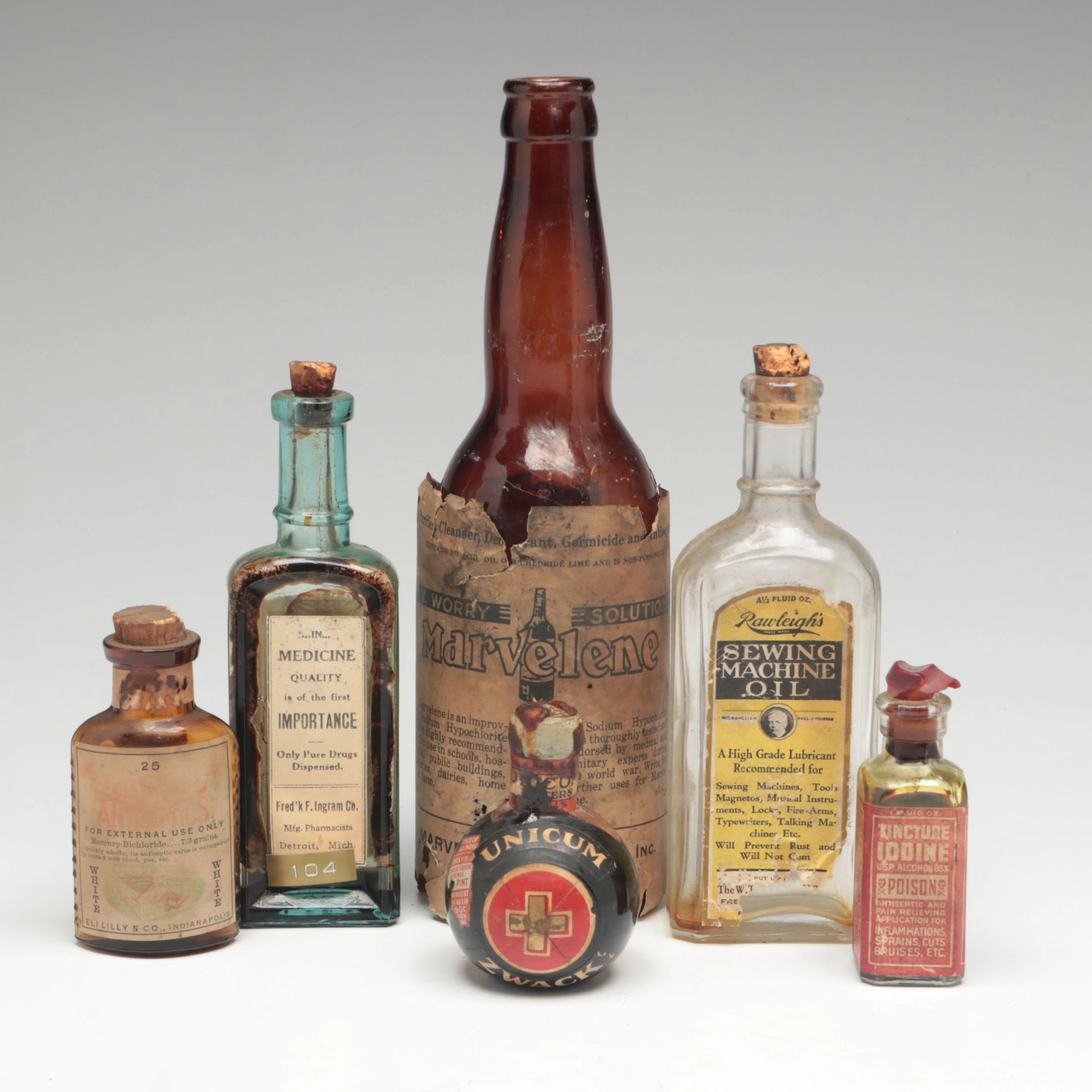 Restoria, Iodine and More Medicine and Apothecary Bottles, Late 19th/20th C.