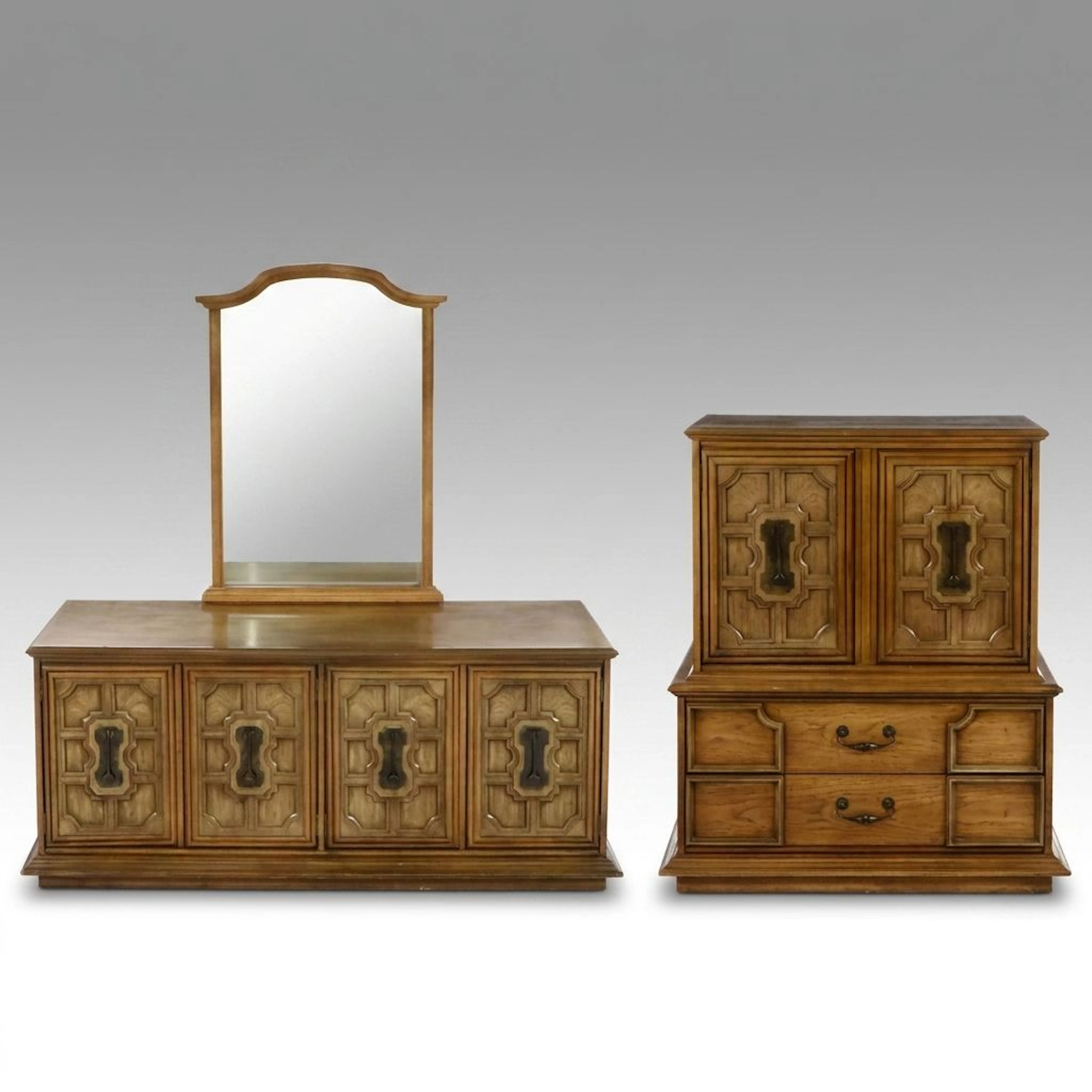 Stanley Furniture Mediterranean Revival Style Dresser and Chest-on-Chest