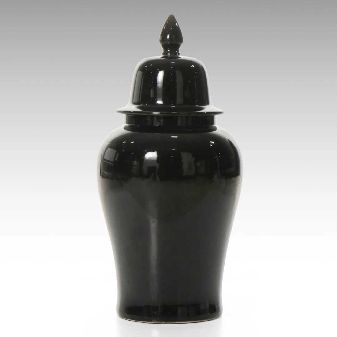 Glazed Ceramic 34" Temple Jar