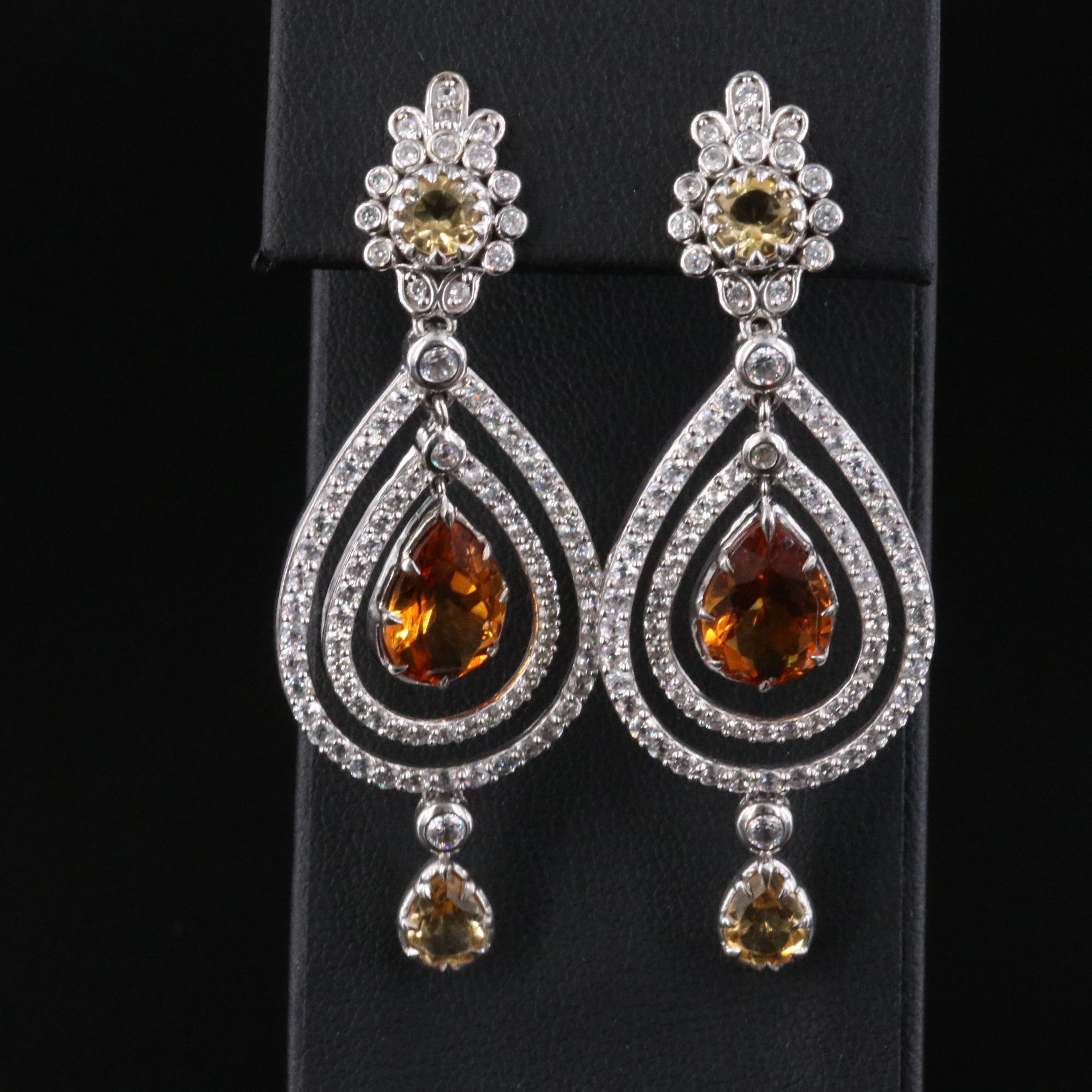 Sterling Citrine and White Topaz Earrings