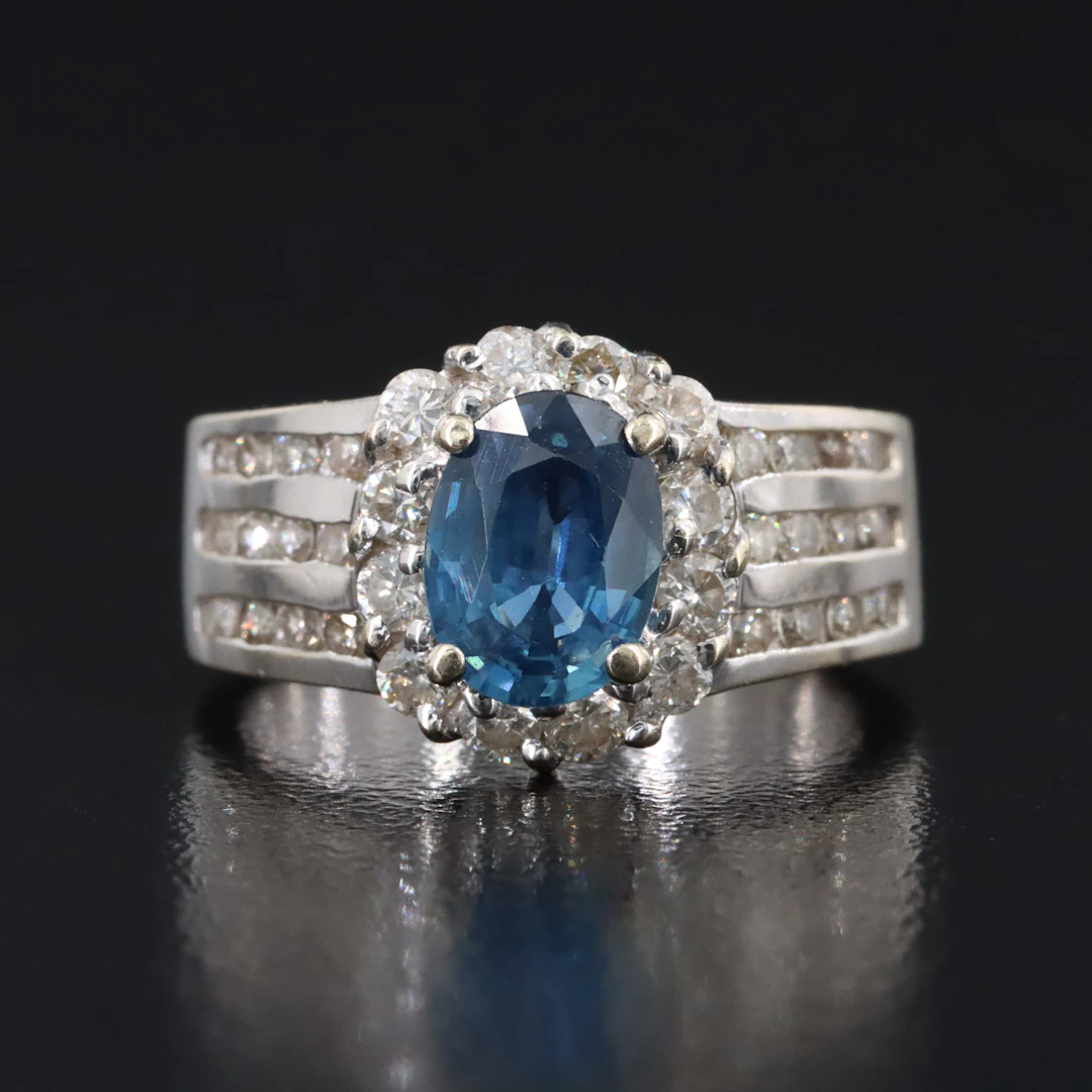 Le Vian 18K 1.50 CT Sapphire and Diamond Halo Ring