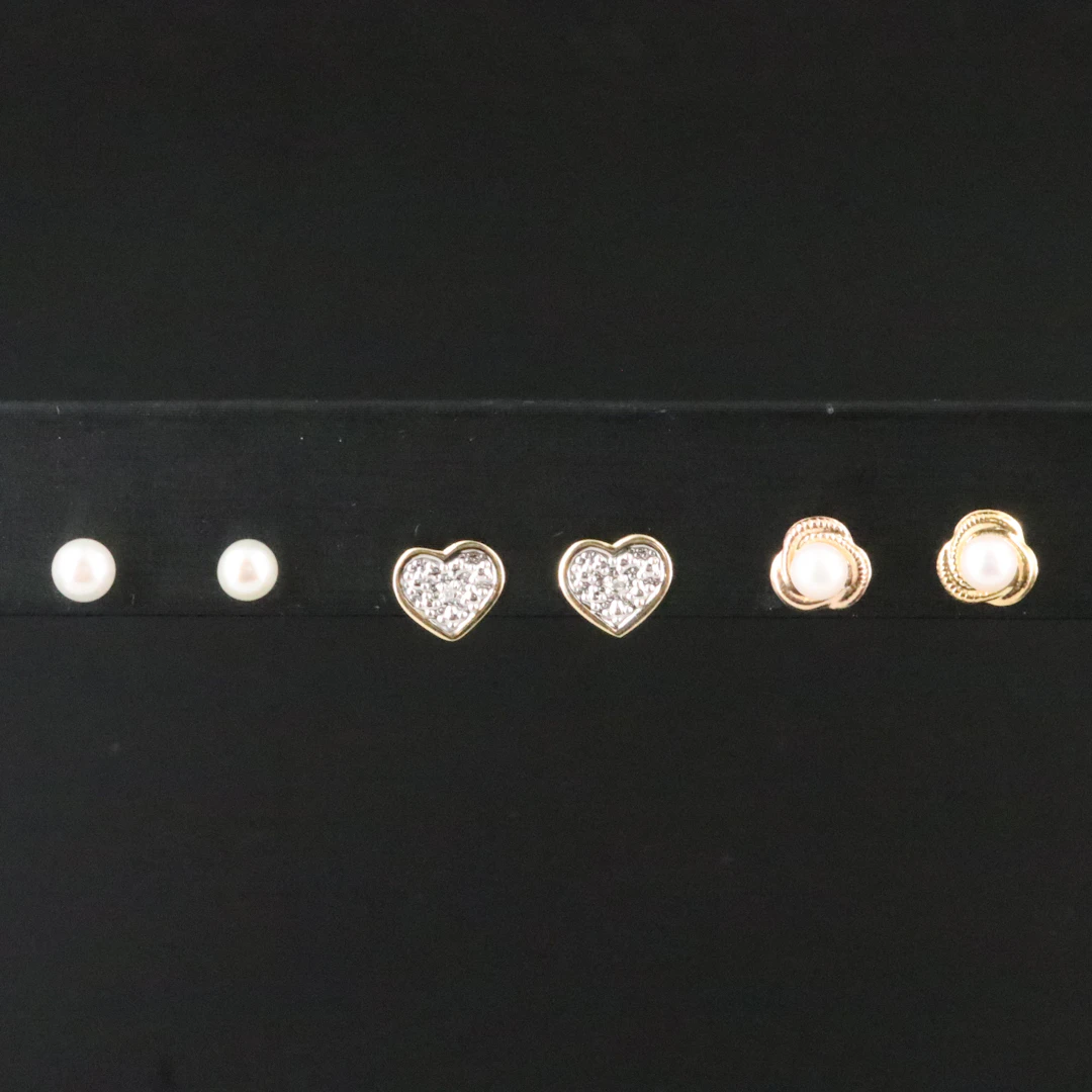 14K and 10K Pearl and Diamond Earring Collection