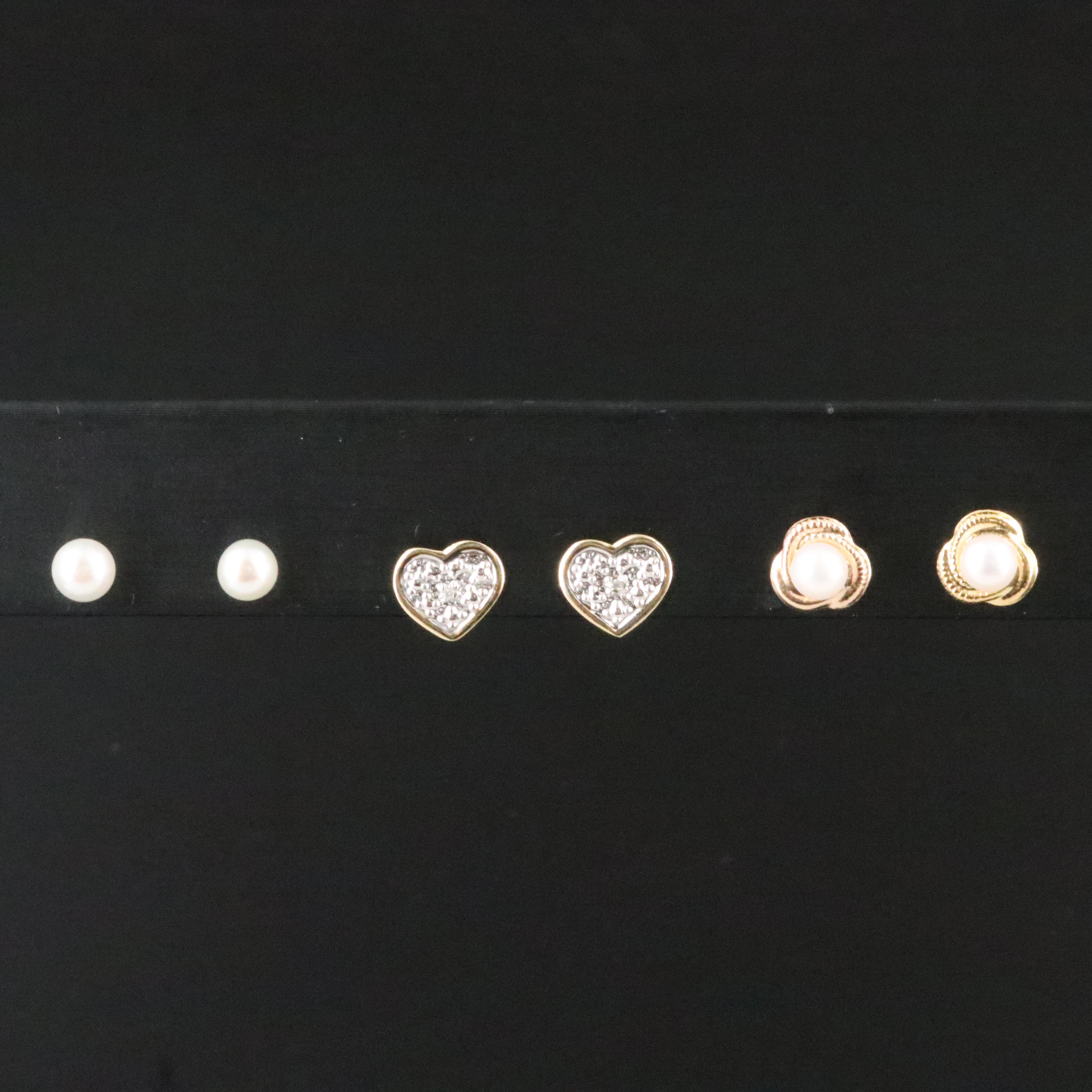 14K and 10K Pearl and Diamond Earring Collection