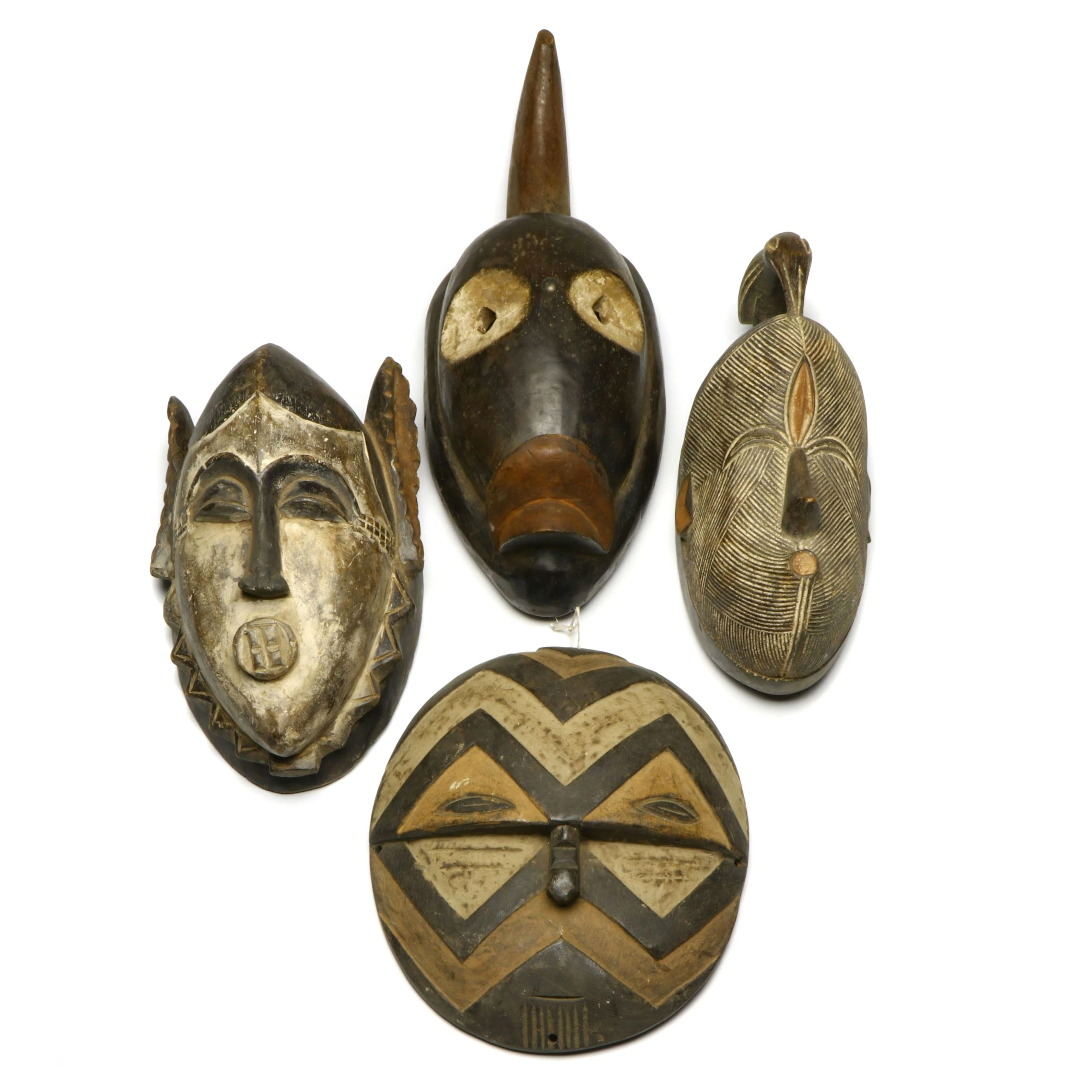 Central African Eket, Punu, Fang and Other Hand-Carved Wood Passport Masks