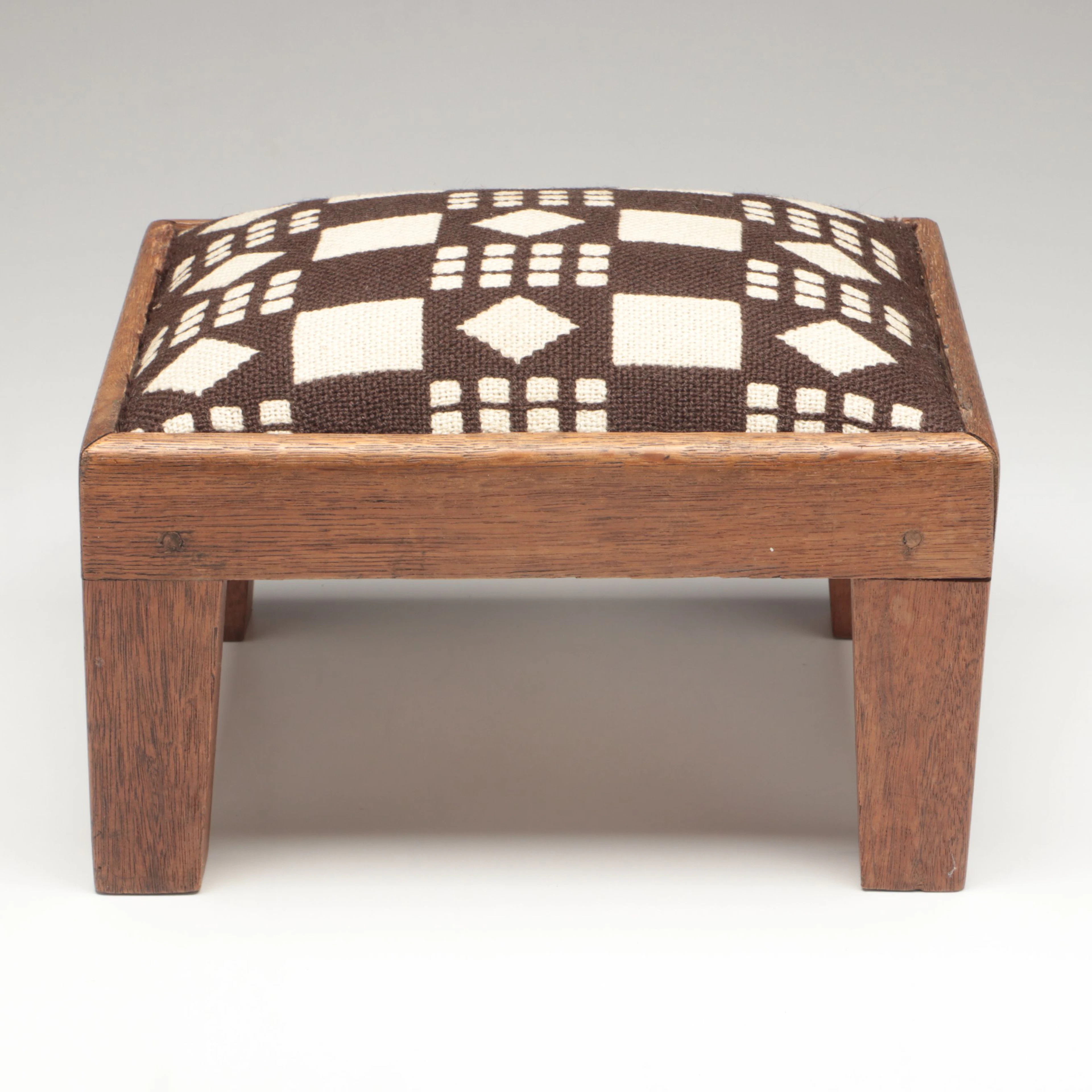 Handwoven Geometric Footstool Attributed to Anni Albers, 1960s–1970s