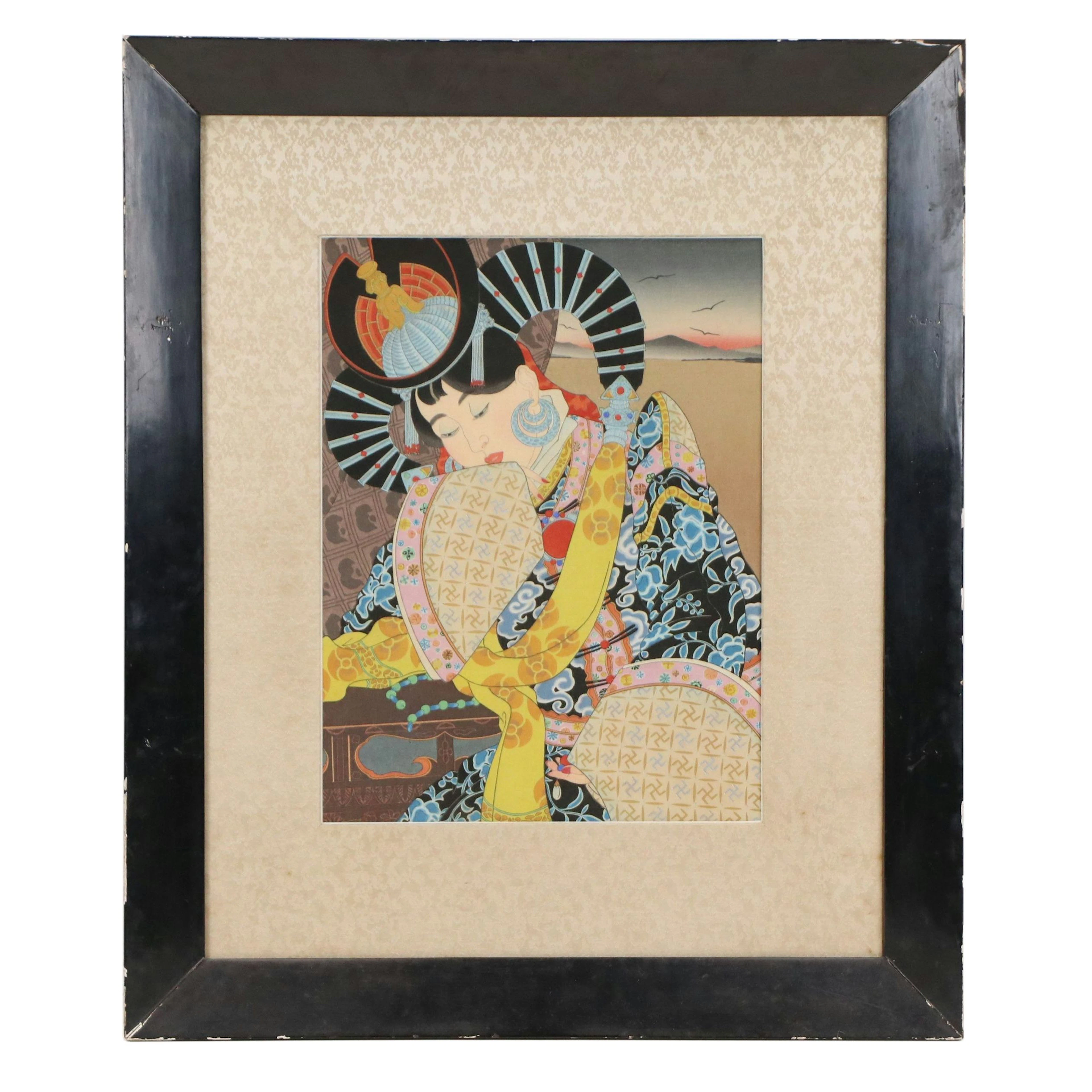 Vintage Paul Jacoulet Woodblock "L'Etoile De Gobi, Mongole"