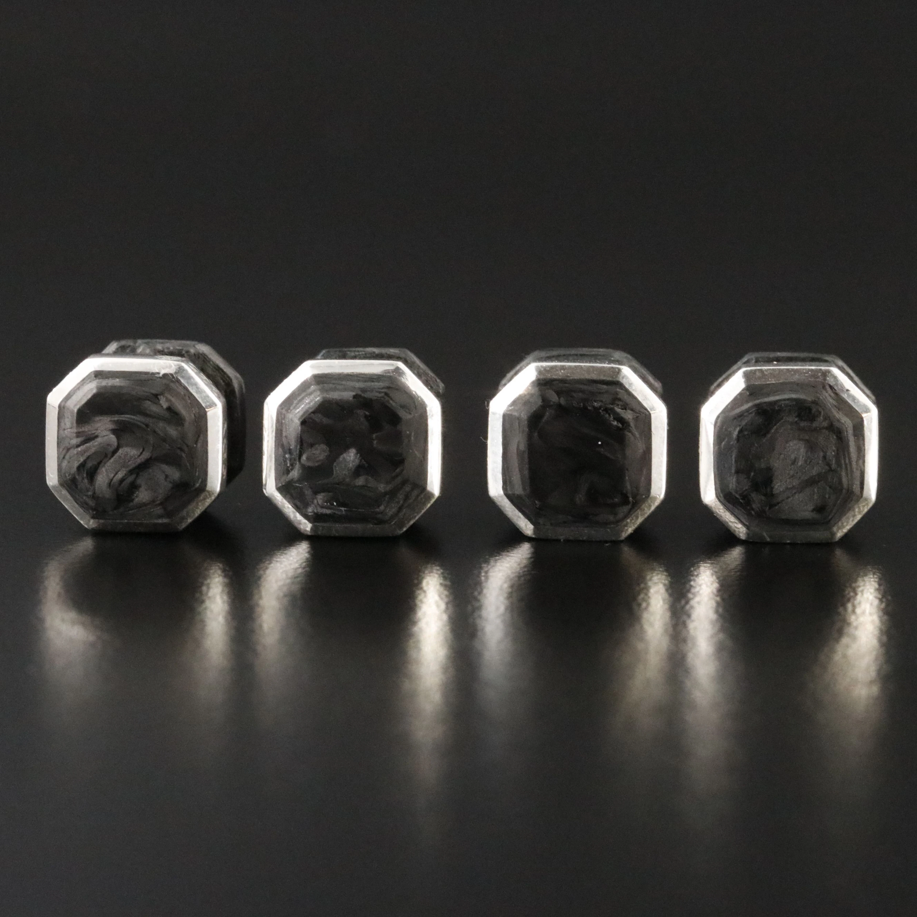David Yurman Streamline Sterling Forged Carbon Tuxedo Studs