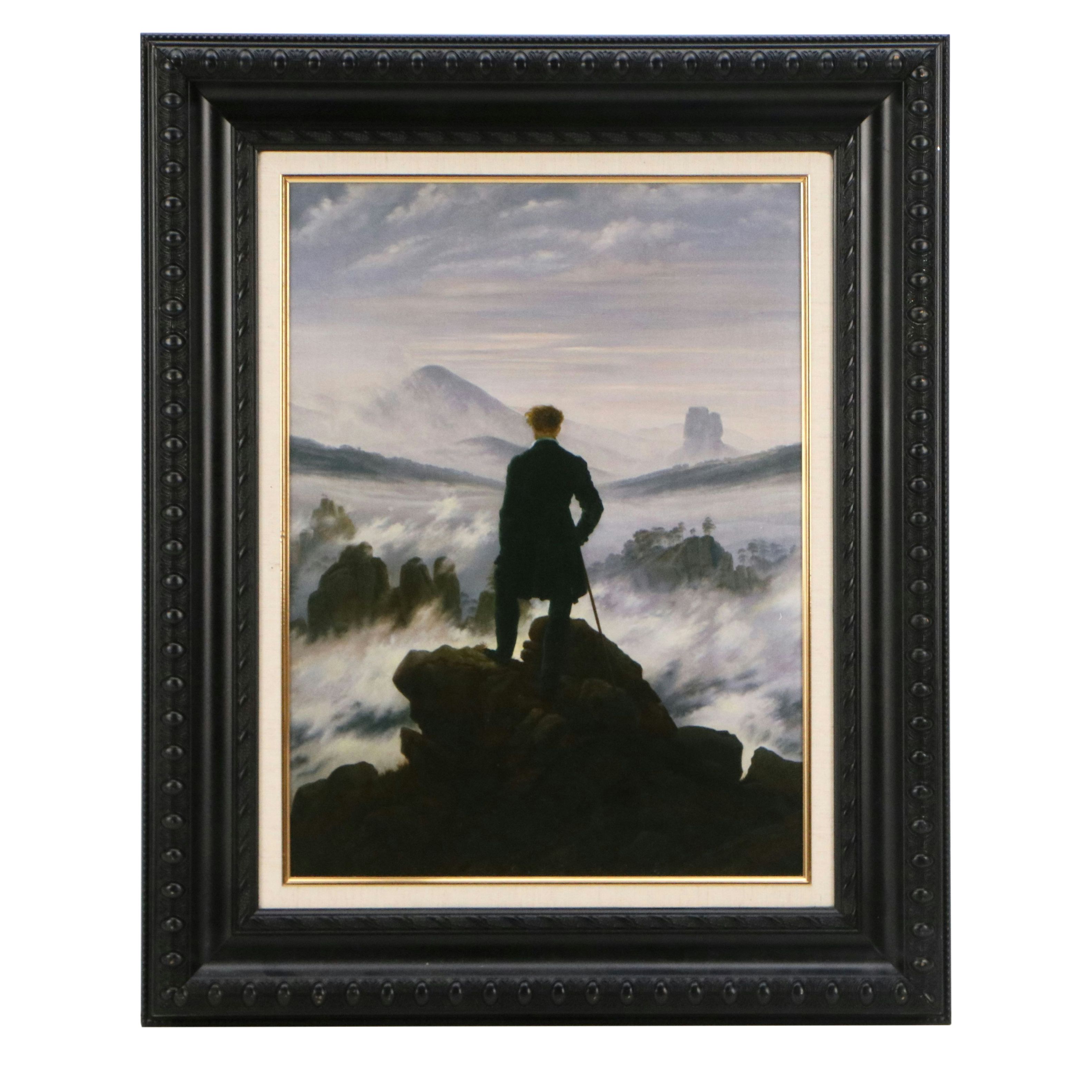 Embellished Giclée After Caspar David Friedrich "Wanderer above the Sea of Fog"