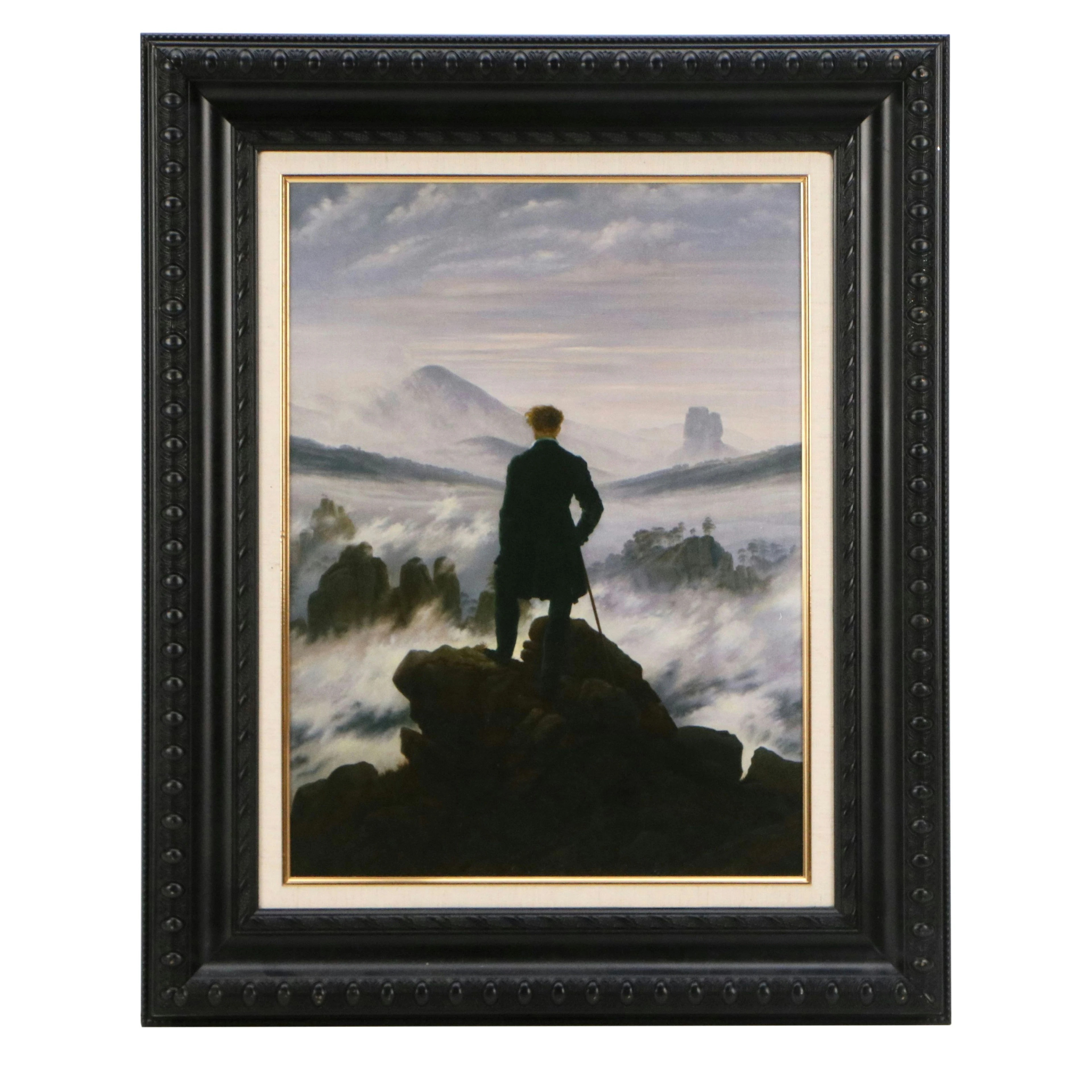 Embellished Giclée After Caspar David Friedrich "Wanderer above the Sea of Fog"