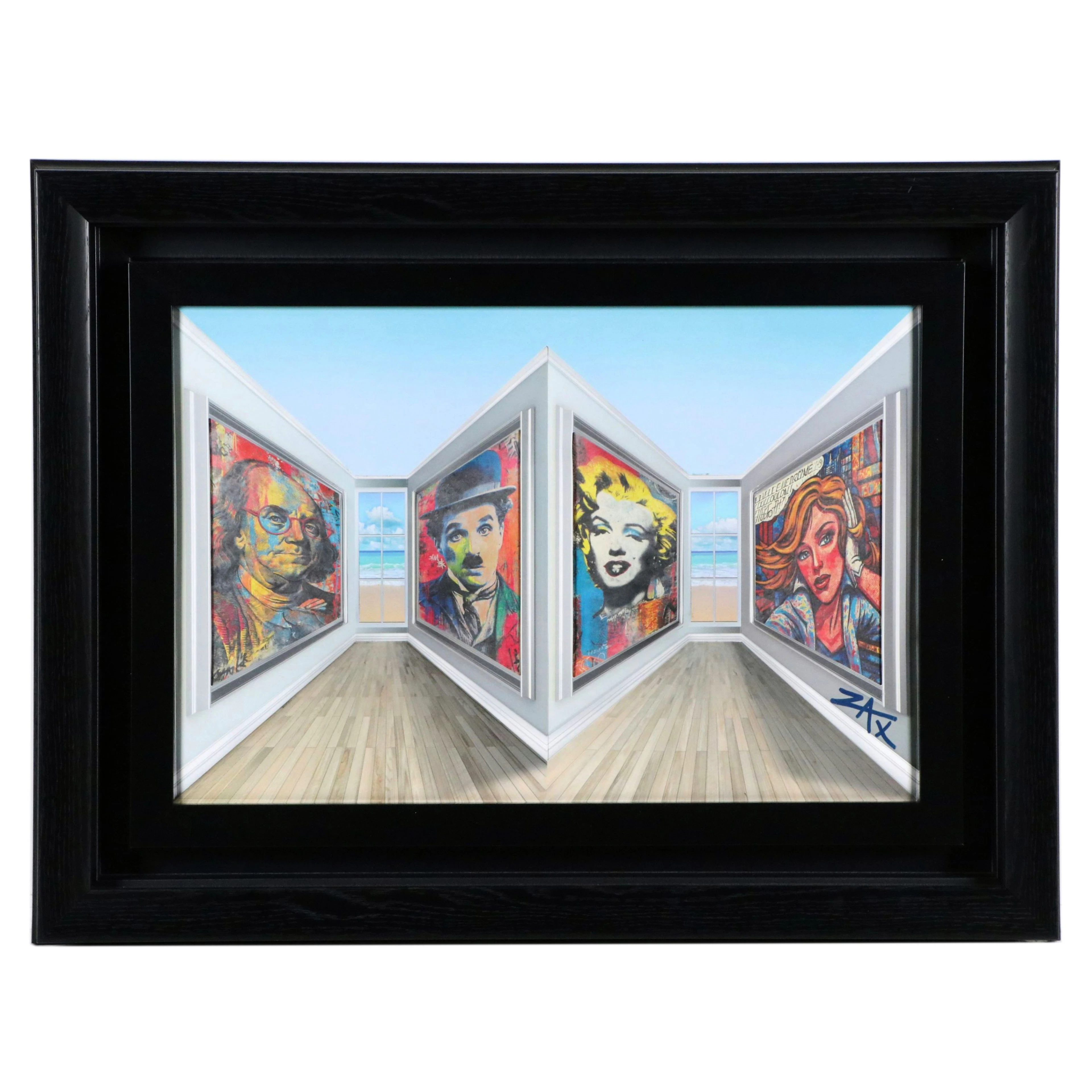 E.M. Zax Three-Dimensional Pop Art Illusion Sculpture "Art Gallery," 2025