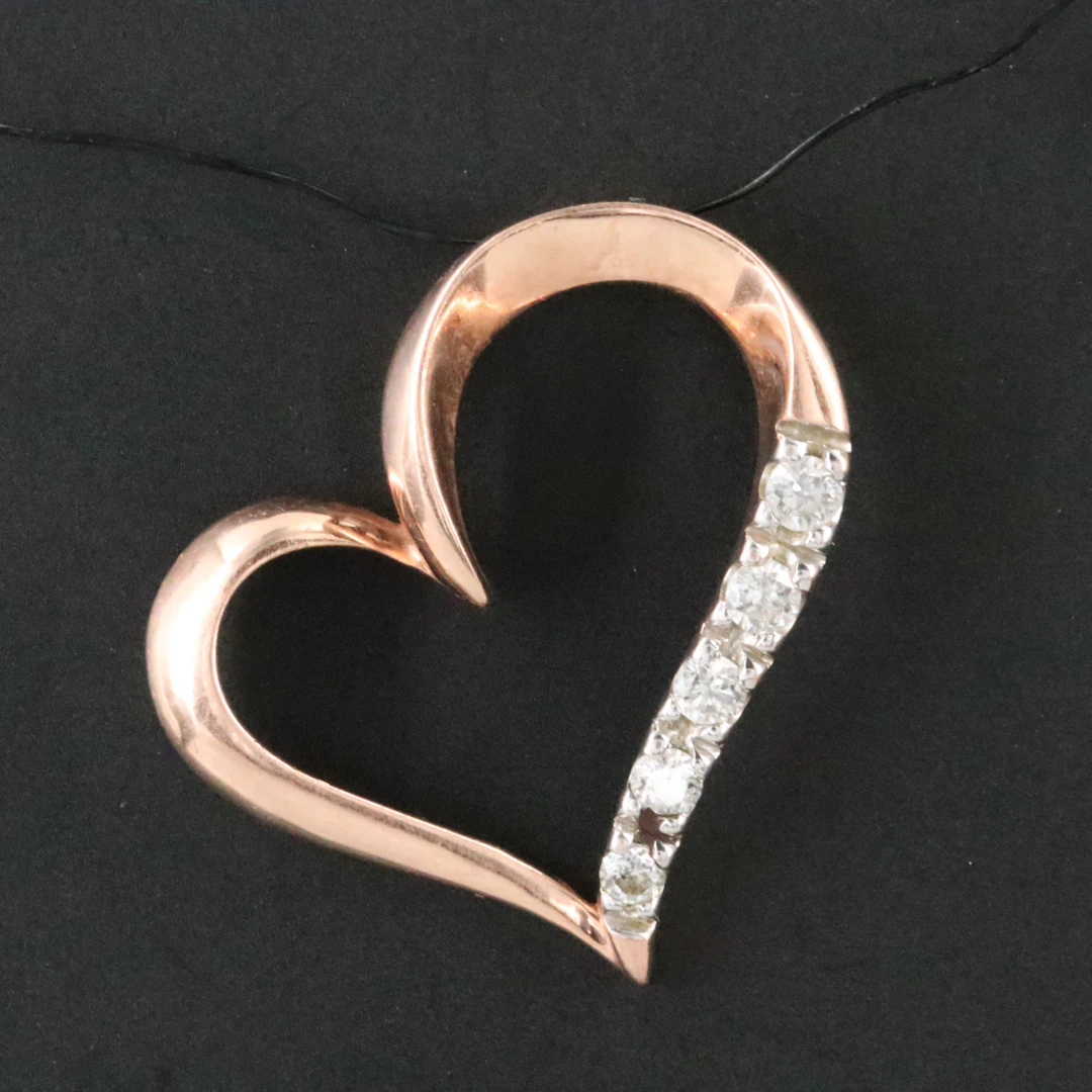10K Rose Gold 0.14 CTW Diamond Heart Pendant