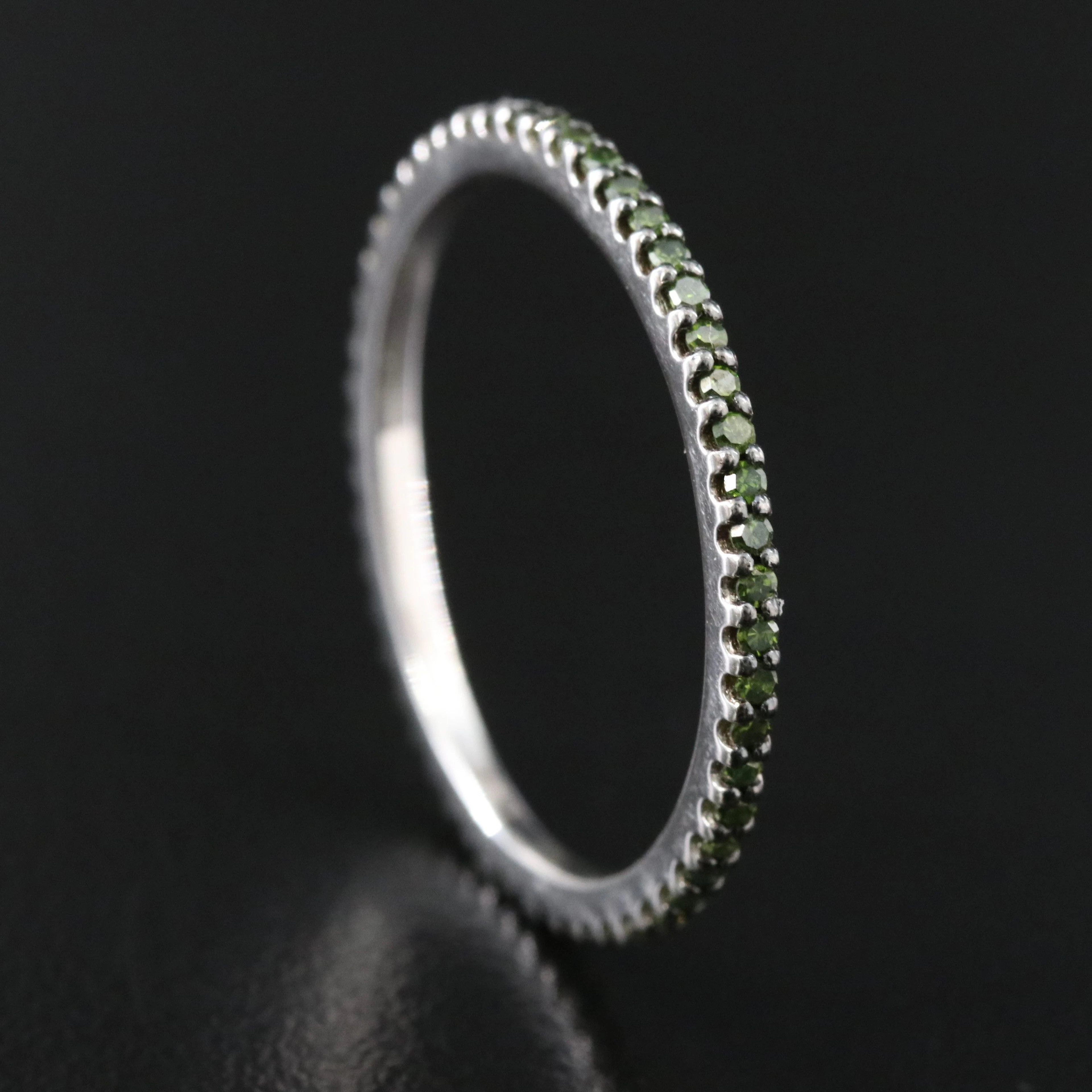 Sterling Fancy Green Diamond Eternity Band