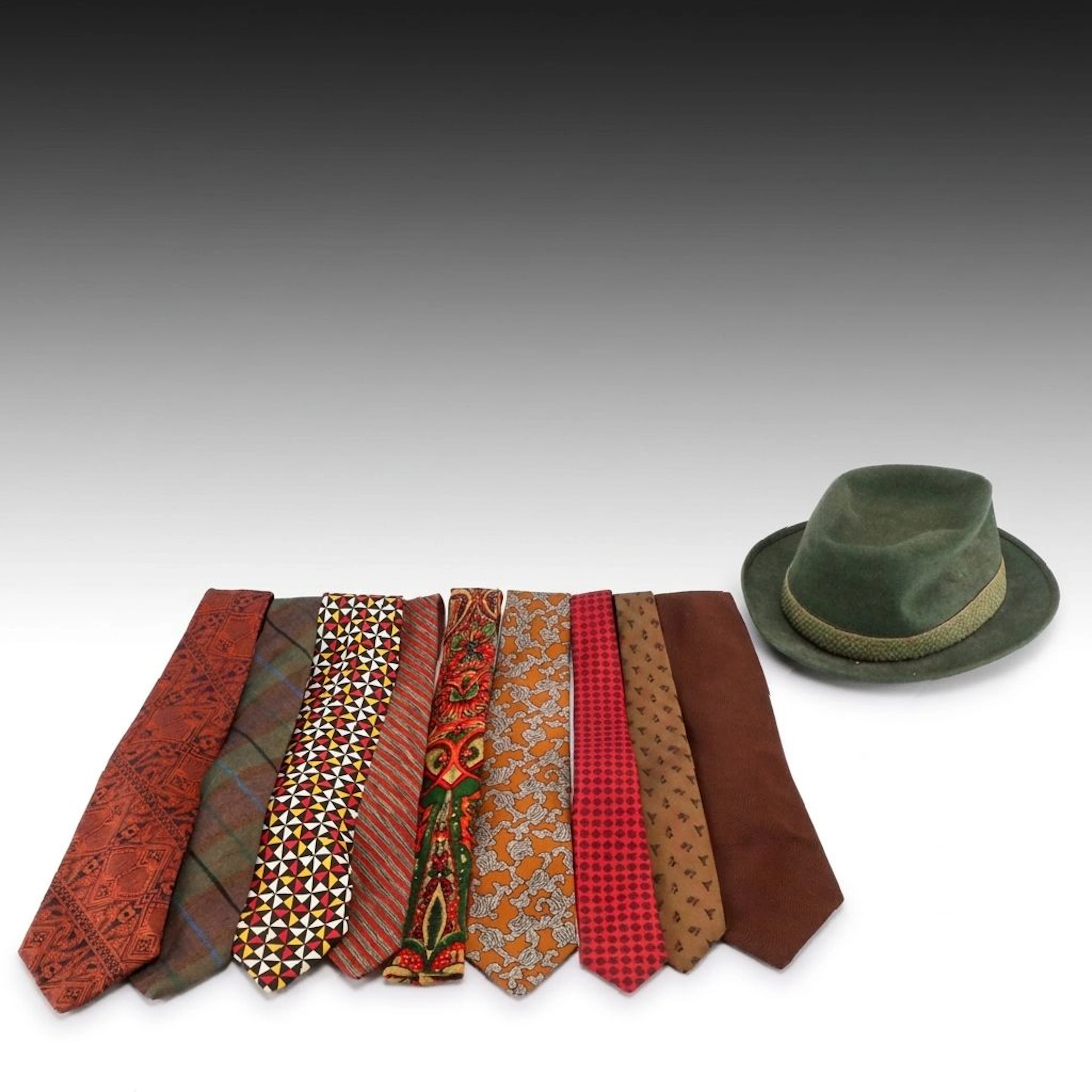Borsalino Fur Felt Trilby Hat, John Weitz, San Milo, and Other Neckties