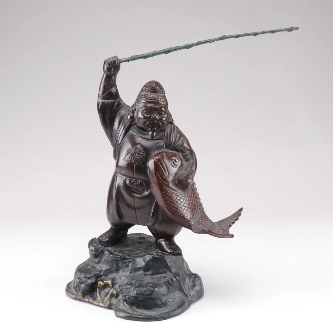 Japanese Cast Iron Ebisu Statue