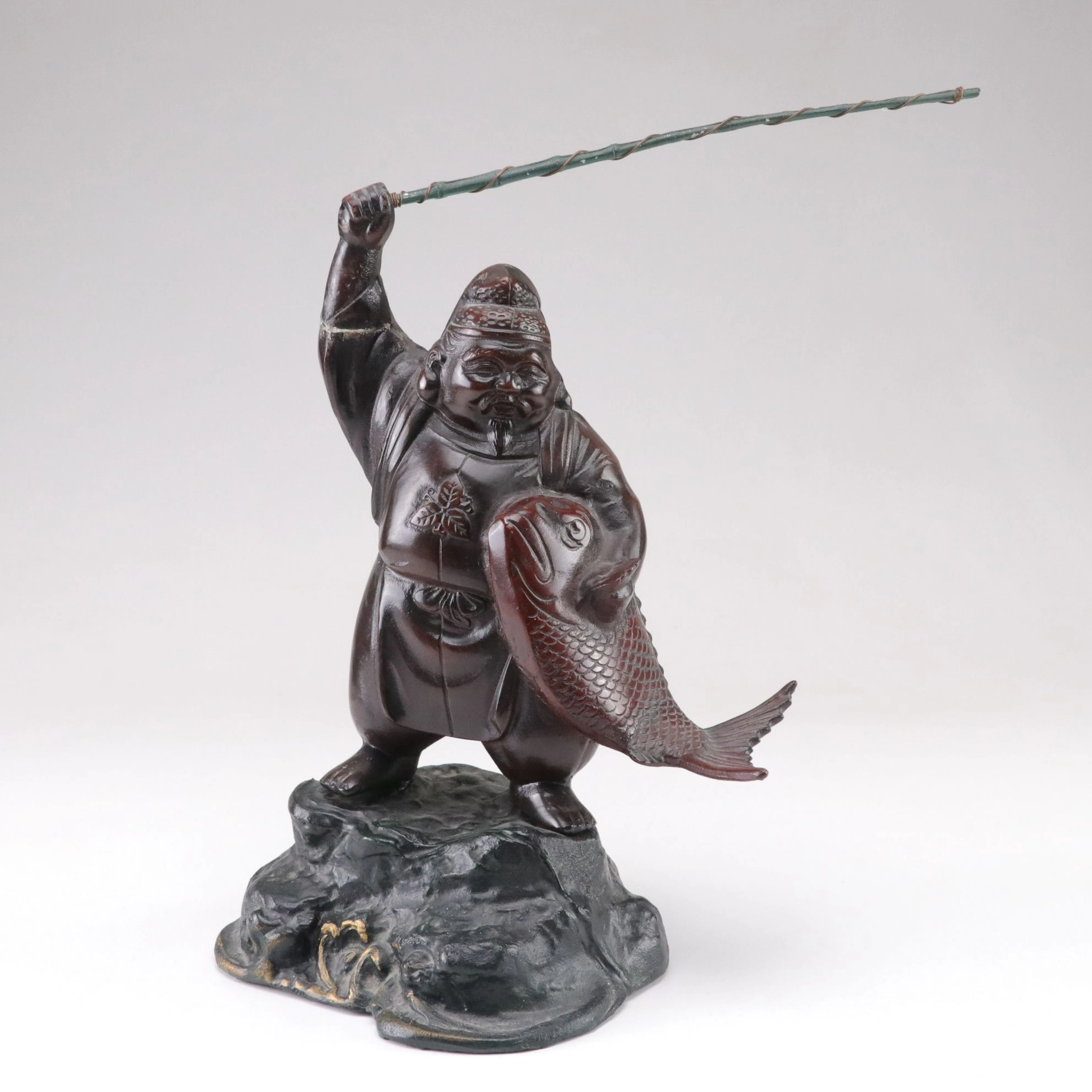 Japanese Cast Iron Ebisu Statue