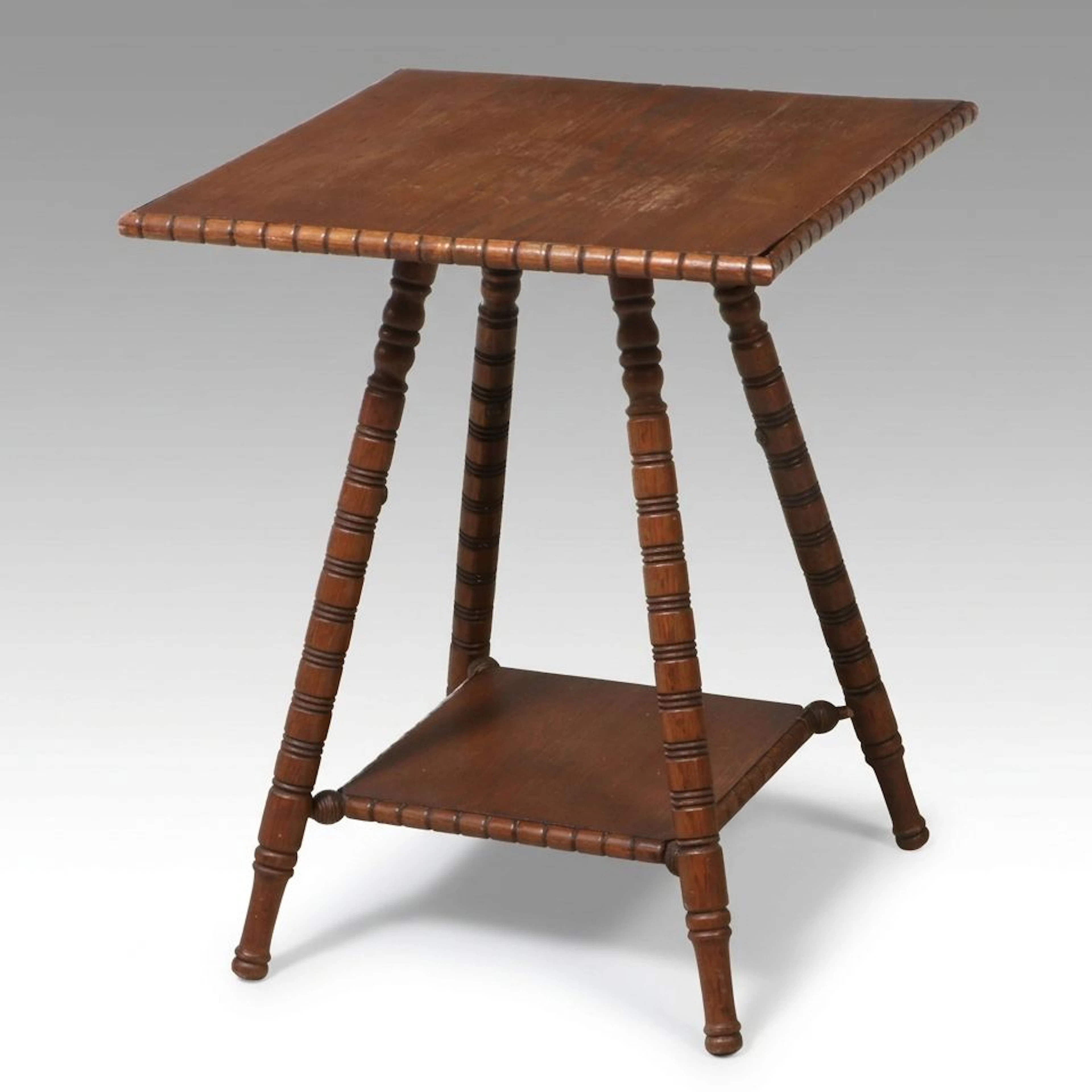 Arts and Crafts Style Spool Turned Oak Side Table, 20th Century