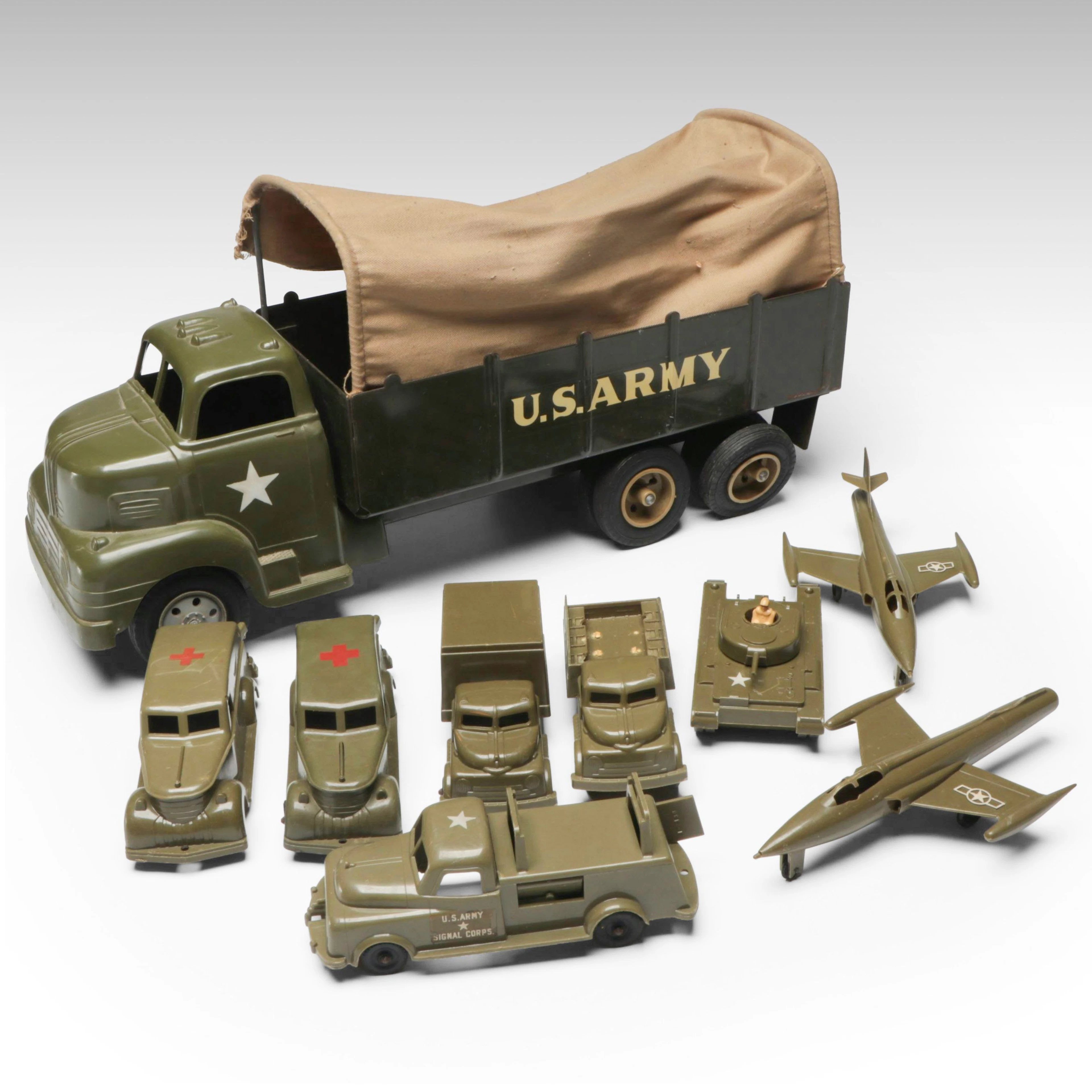 Marx US Army Carrier Transport Truck, Ideal Medical Ambulances and More Toys