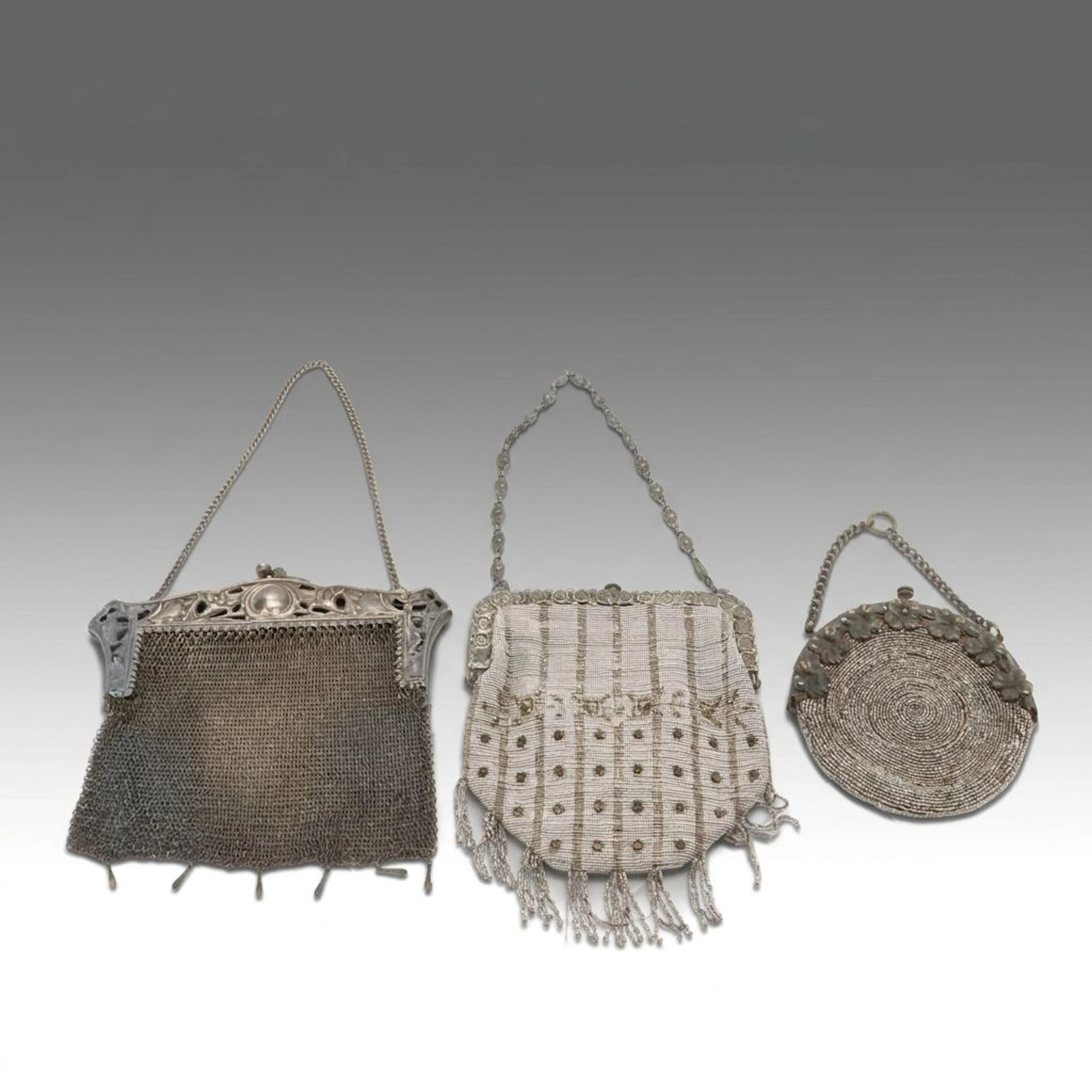 German Silver Ring Mesh Purse and Other Steel Bead Frame Bags