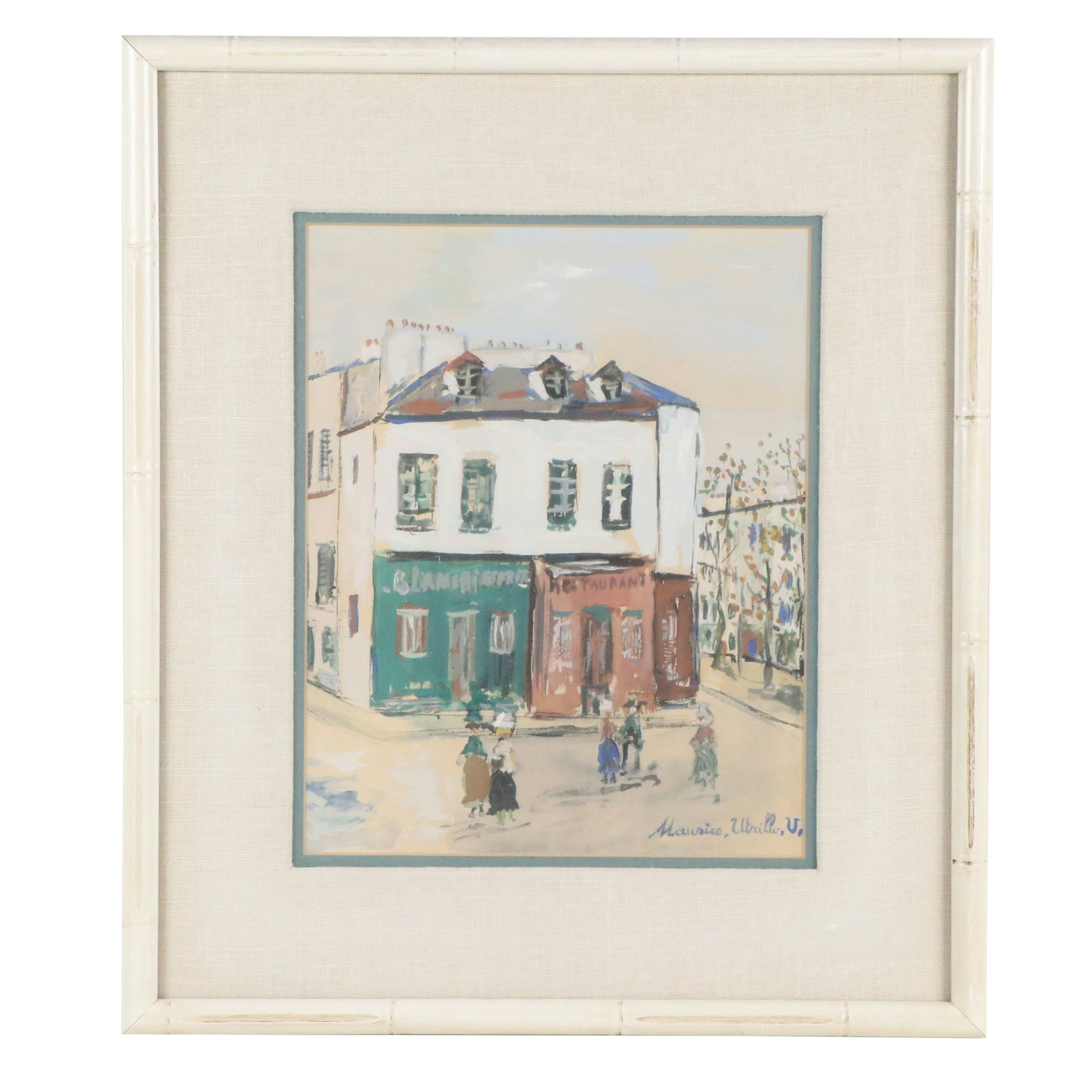 After Maurice Utrillo Lithograph with Pochoir "Blanchisserie de la Bastille"