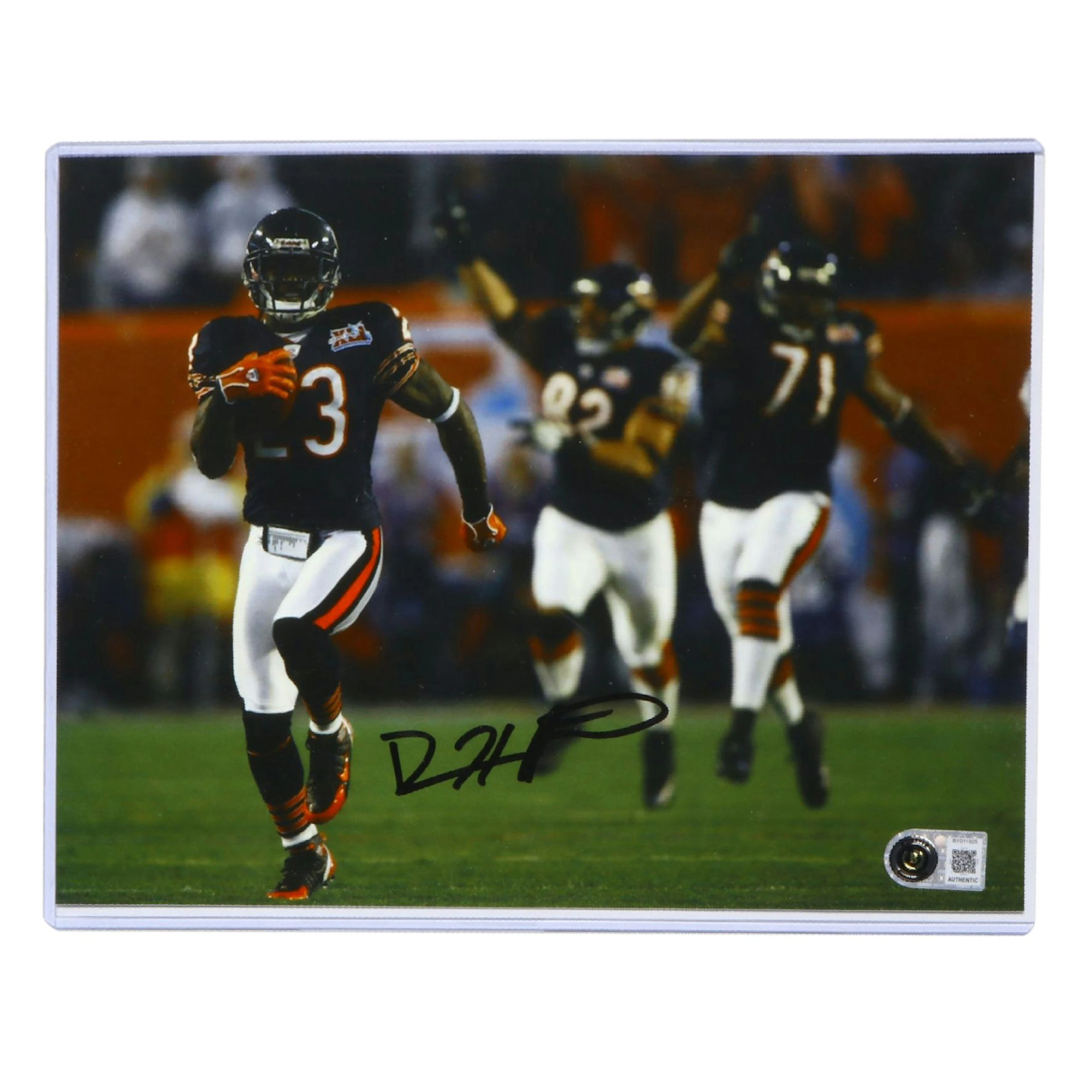 Devin Hester Signed Super Bowl XLI Chicago Bears Football Print, Beckett