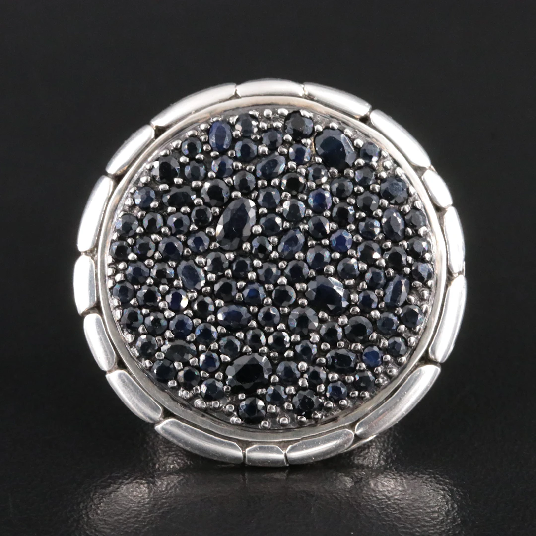 John Hardy Kali Lava Sterling and Black Sapphire Disc Ring