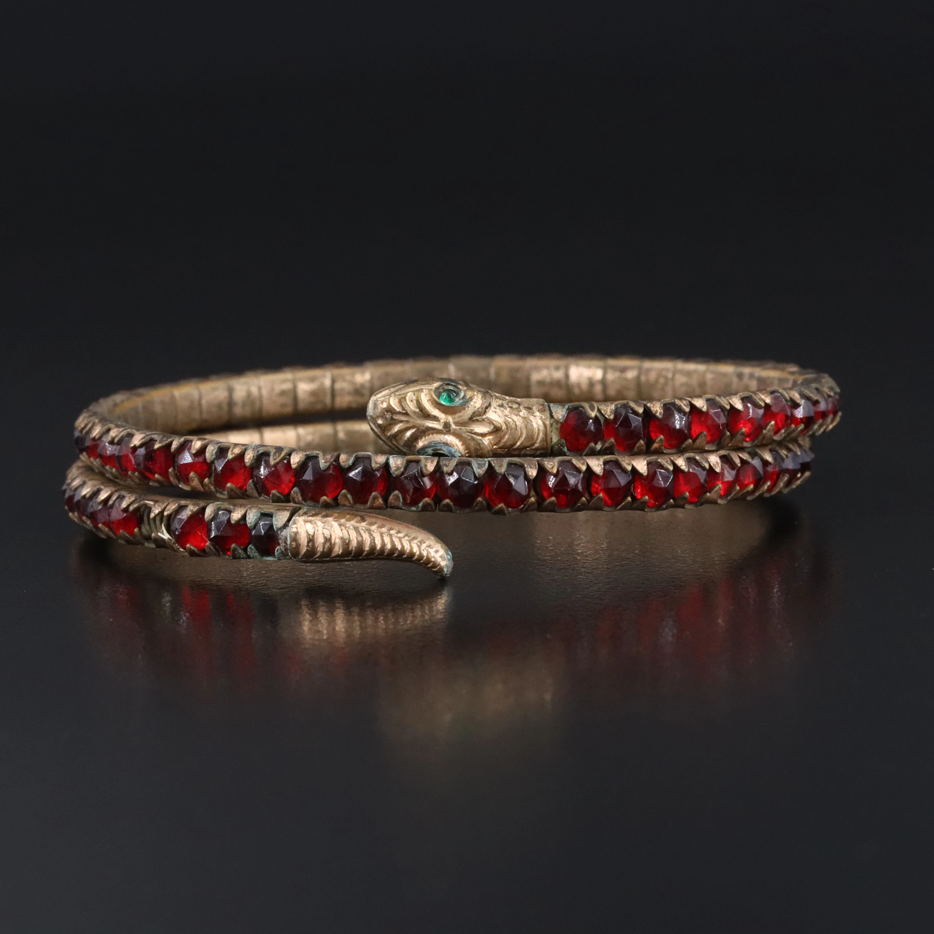 Early 1900s Rhinestone Coiled Snake Armband Bracelet