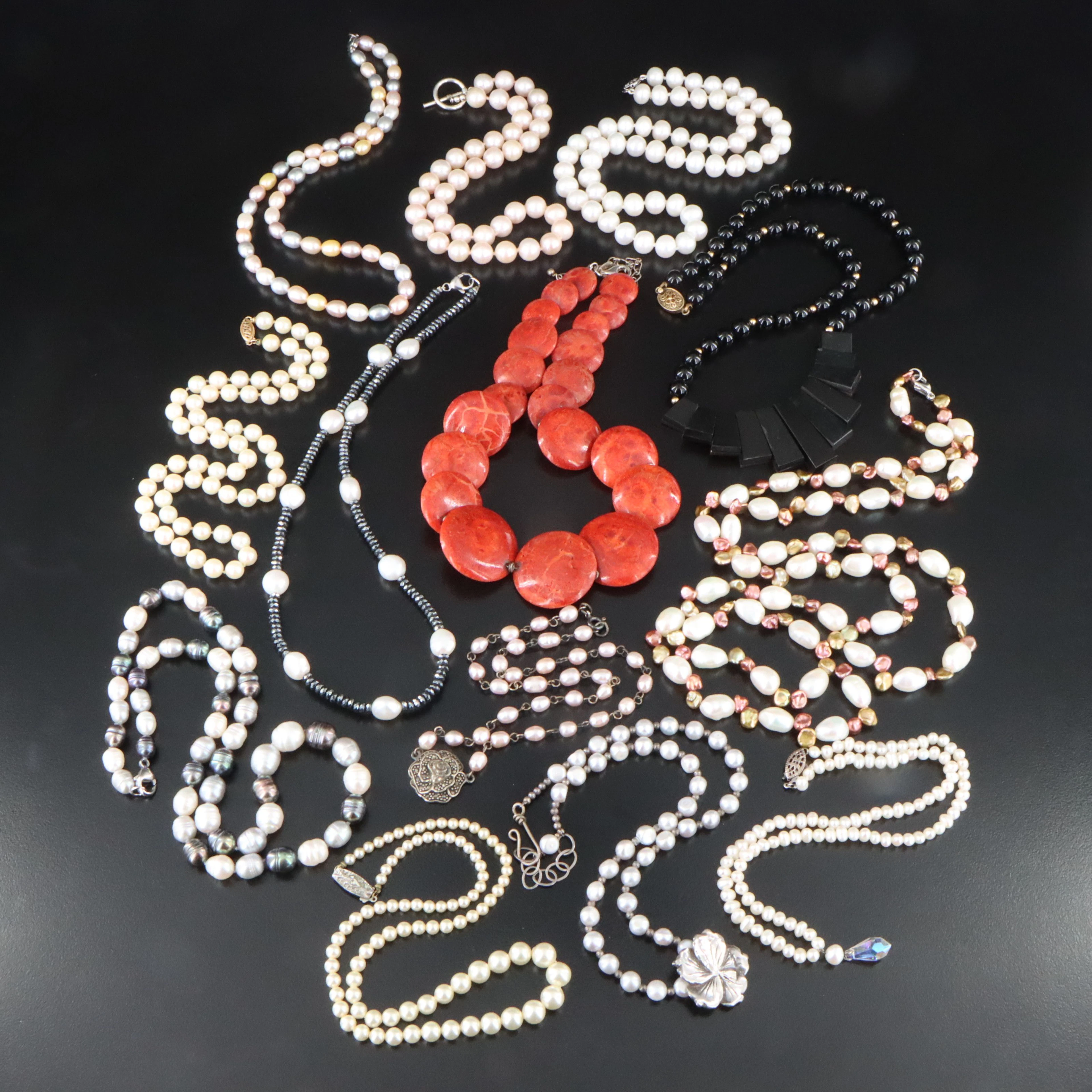 Honora, Pearl, Black Onyx, and Coral Featured in Necklace Collection