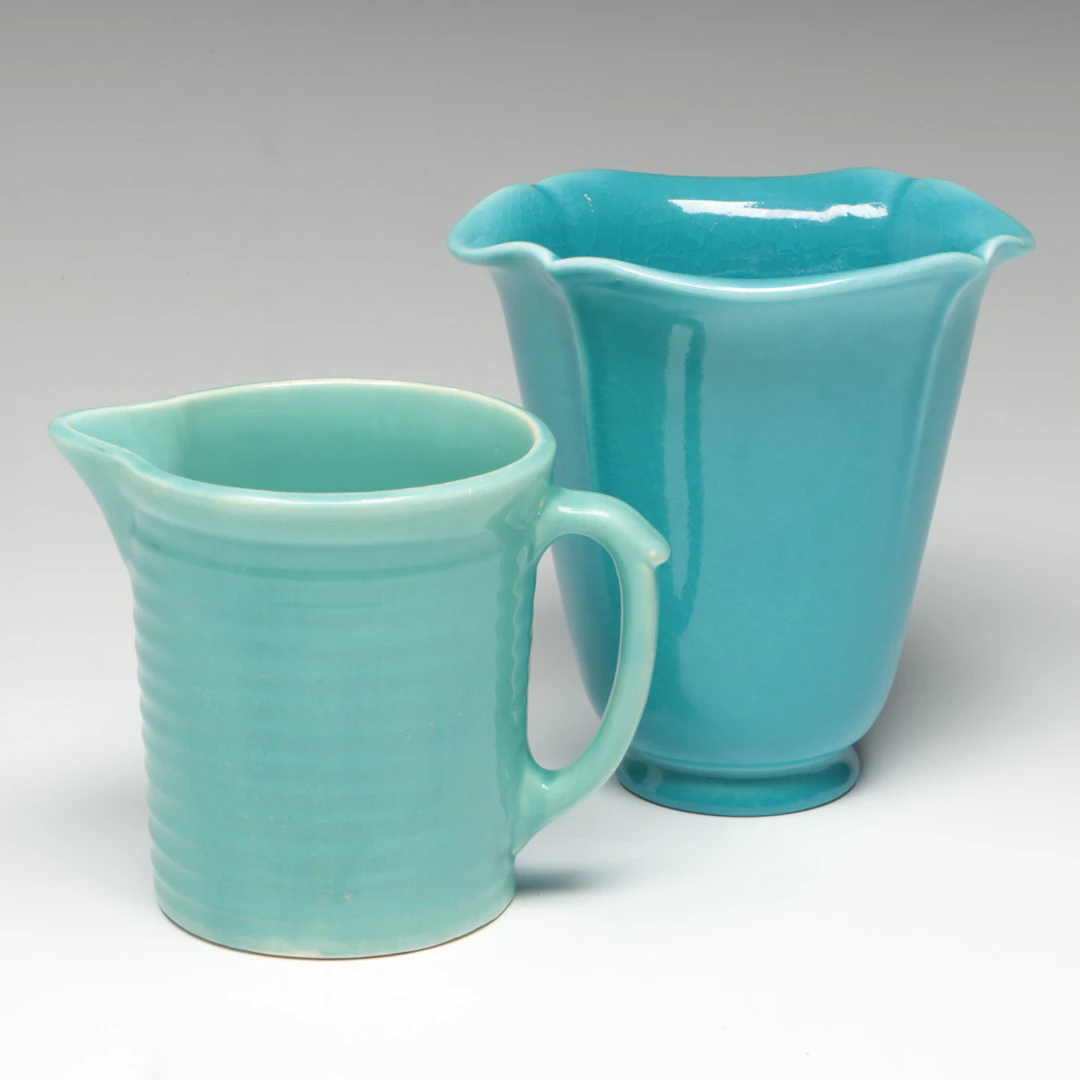 Rookwood Pottery Mid Century Modern Vase with Weller Pottery Pitcher